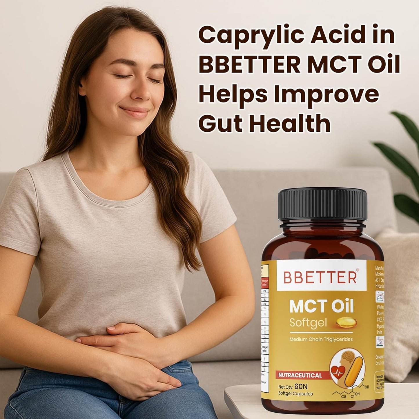 BBETTER MCT Oil Softgels | 1000mg Per Serving With Capric Acid & Caprylic Acid | Helps Support Energy, Metabolism & Brain Function | Supports Gut Health | Keto & Paleo Friendly | 60 Softgels