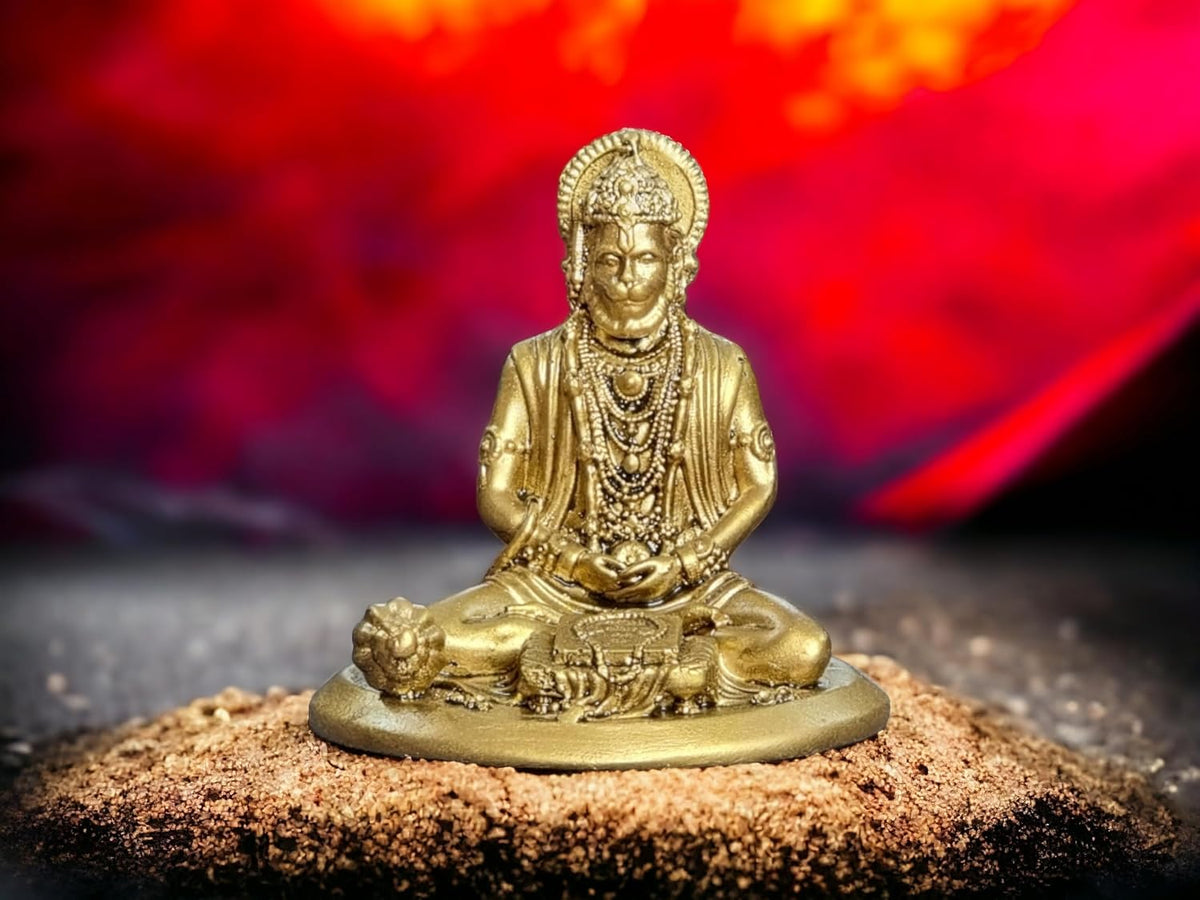 4 Inch Resin Hanuman Idol for Home Decor | Beautiful Bajrang Bali Murti for Home Temple, Car Dashboard, Gift Items | Bajrangbali Figurine Showpiece Sculpture for Office Desk