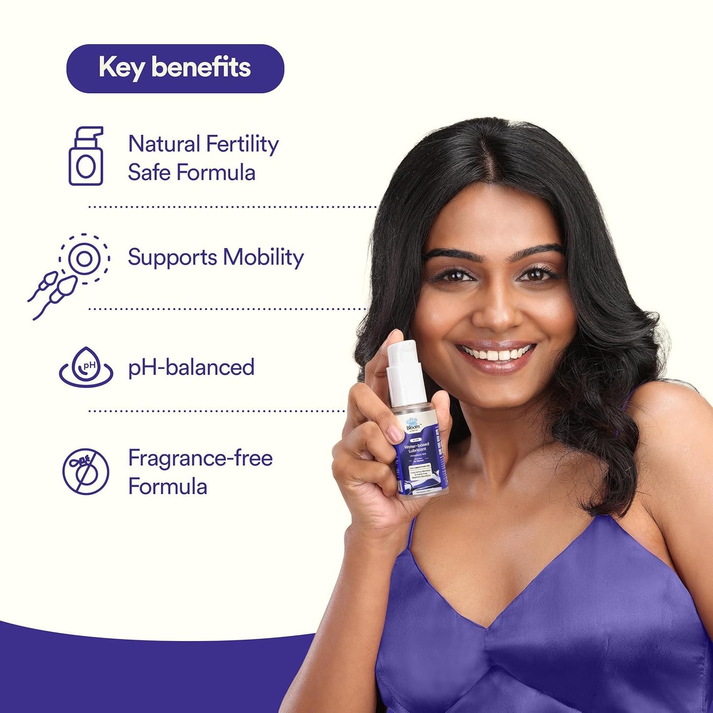 Bloom Fragrance Free Lubricant | (50 ml) | Fertility Friendly| For Long-lasting Painless Experiences | Natural Lube for Dryness | Non-Sticky & pH Balanced Formula