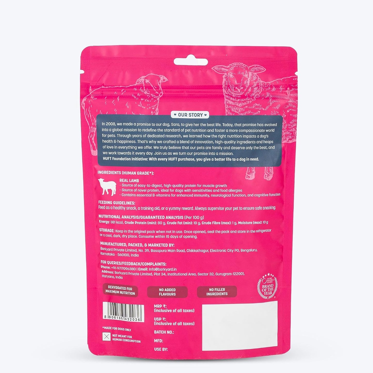Sara’s Doggie Treats – Dehydrated Lamb Jerky for Dogs – 70 gm | High-Protein, Natural Dog Treats | Grain-Free, Preservative-Free, Healthy Snacks for All Breeds