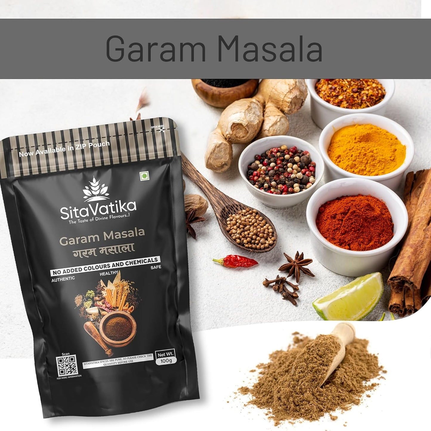 Sitavatika 100% Natural Garam Masala Powder 100gm No Added Colours and Chemicals with Aromatic Blend of Whole Spices for Cooking