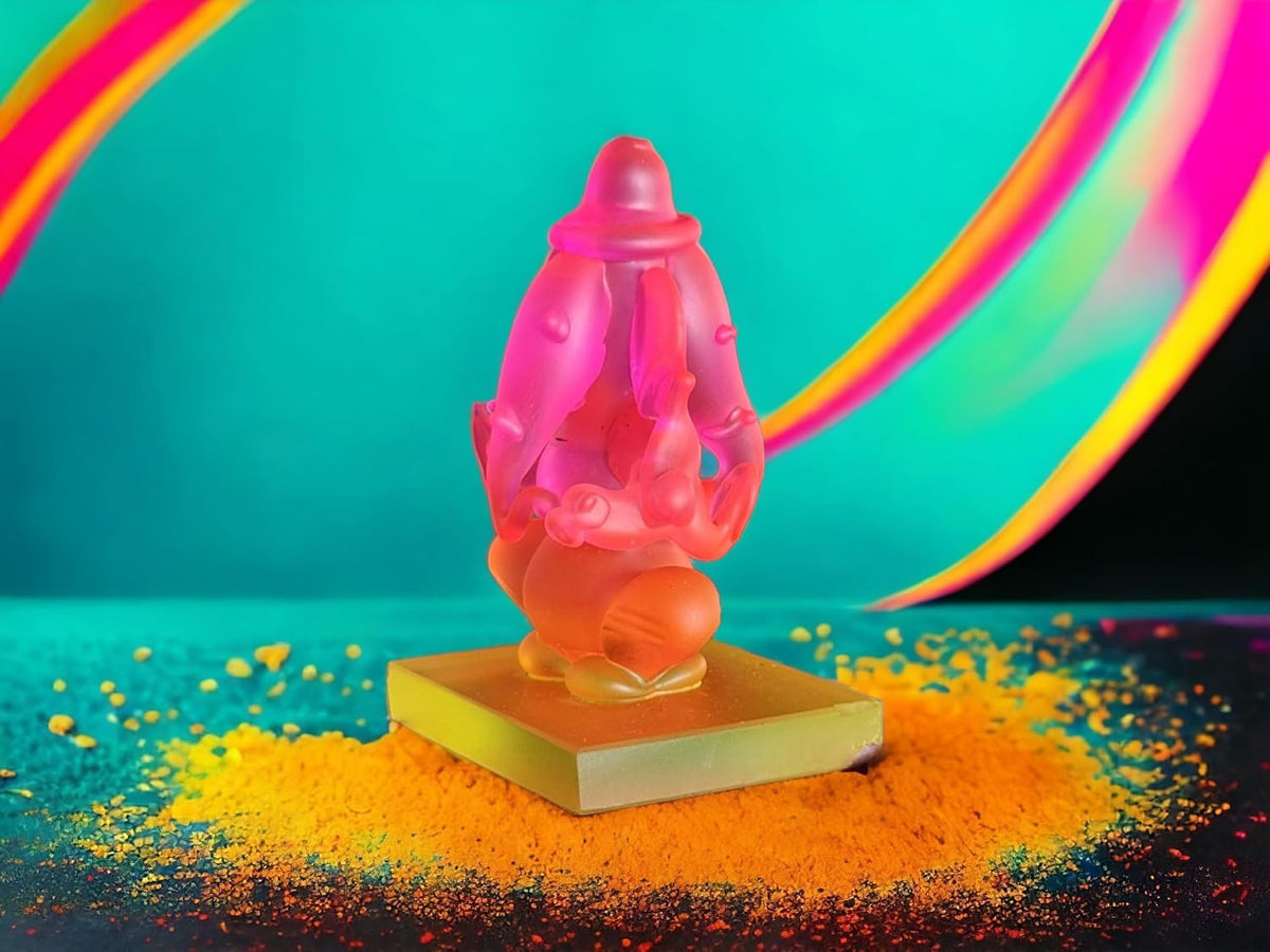 Ganesha Idol for Car Dashboard | Beautiful Ganesh Murti for Home Temple | Ganpati Figurine Statue Showpiece Sculpture for Office Desk (Pink-Orange)