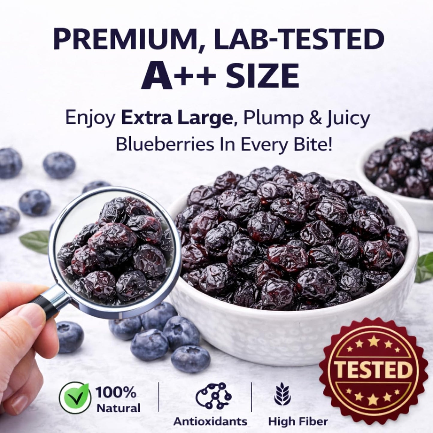 DRY GOODS CO. Dried Blueberries 200g No Added Sugar Premium Berry Snack