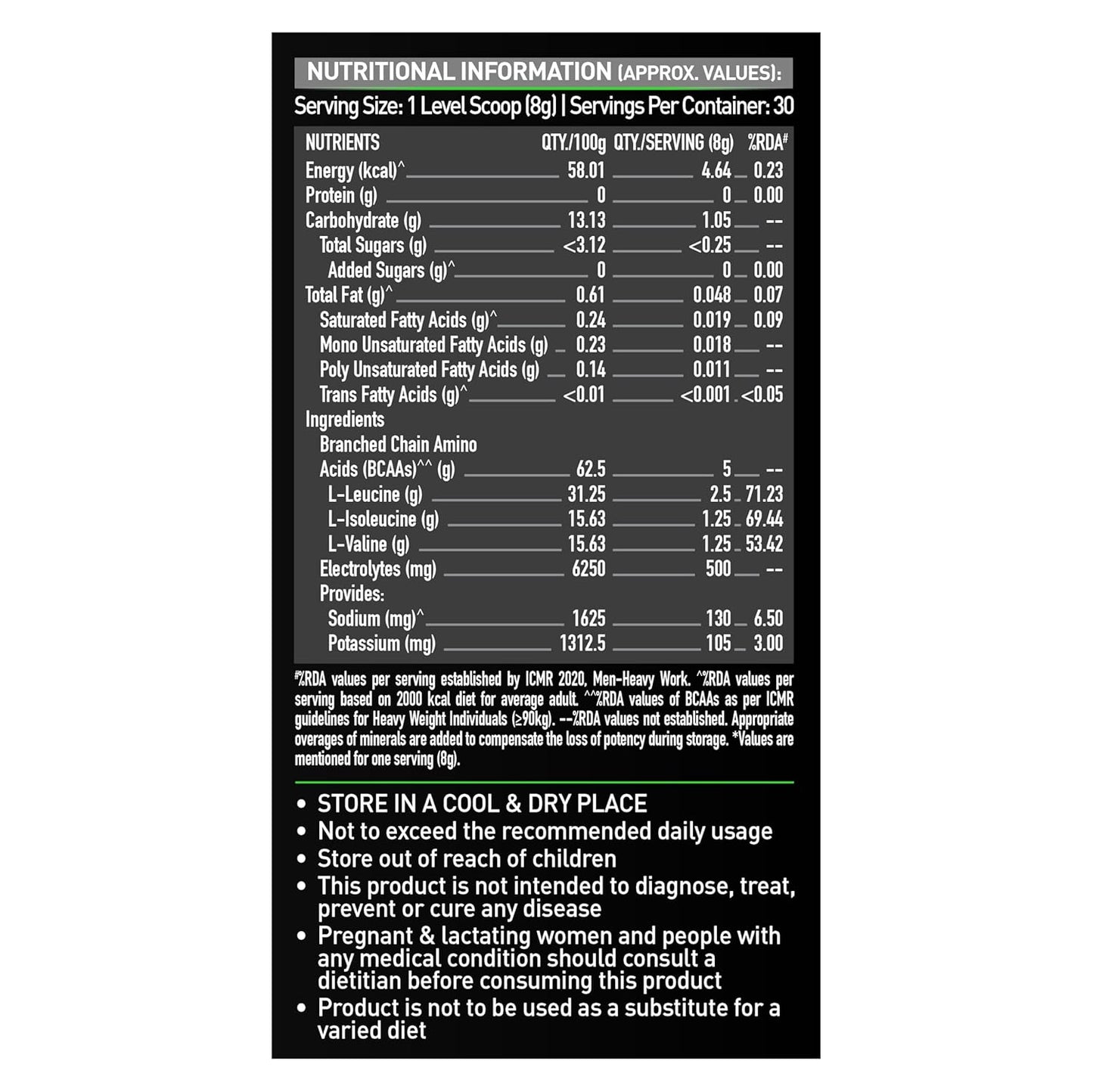 MuscleBlaze BCAA Pro Powder, Powerful Intra Workout (Litchi, 240g, 30 Servings) | With 5g BCAAs & 500mg Electrolytes