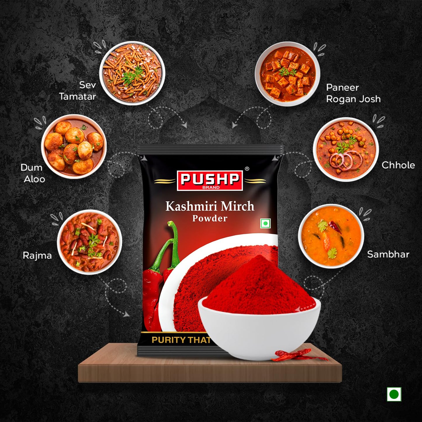 Pushp Brand Kashmiri Red Chilli Powder , 500gm