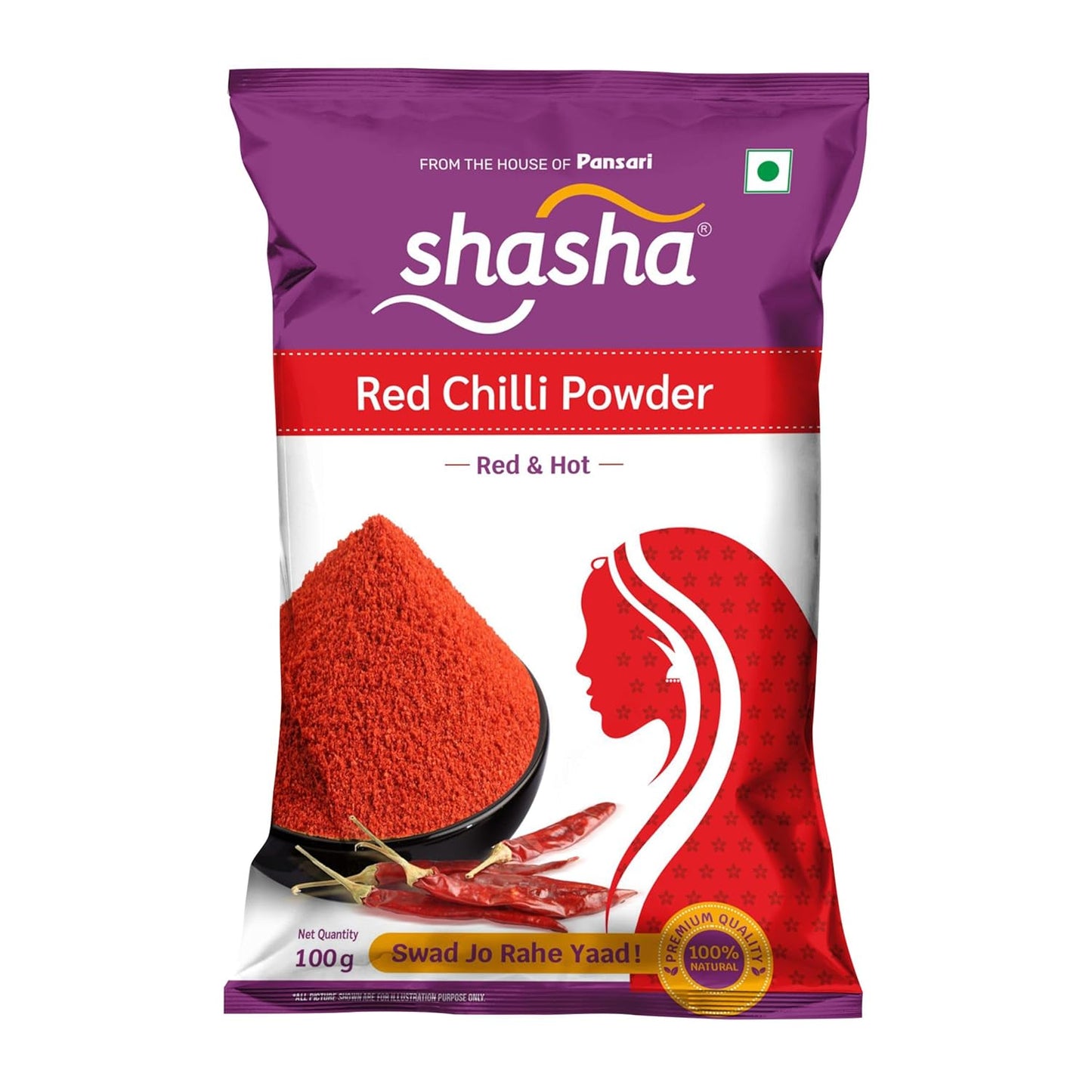 Shasha Red Chilli Powder 100gm – Hot & Spicy Lal Mirch from House of Pansari