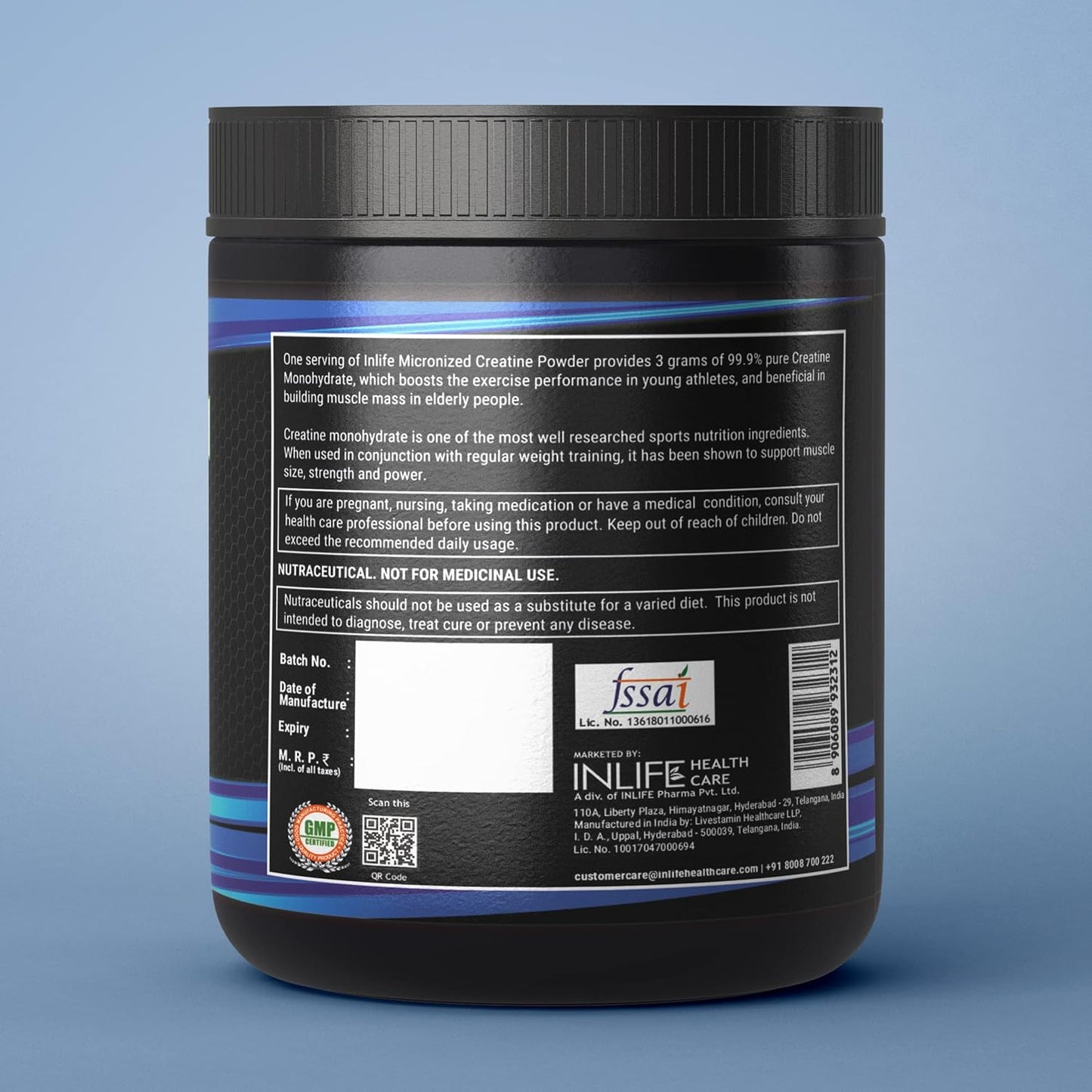 INLIFE Creatine Monohydrate 100g | Micronised Powder Supplement | Pre or Post Workout, Athletic Performance (Unflavoured)