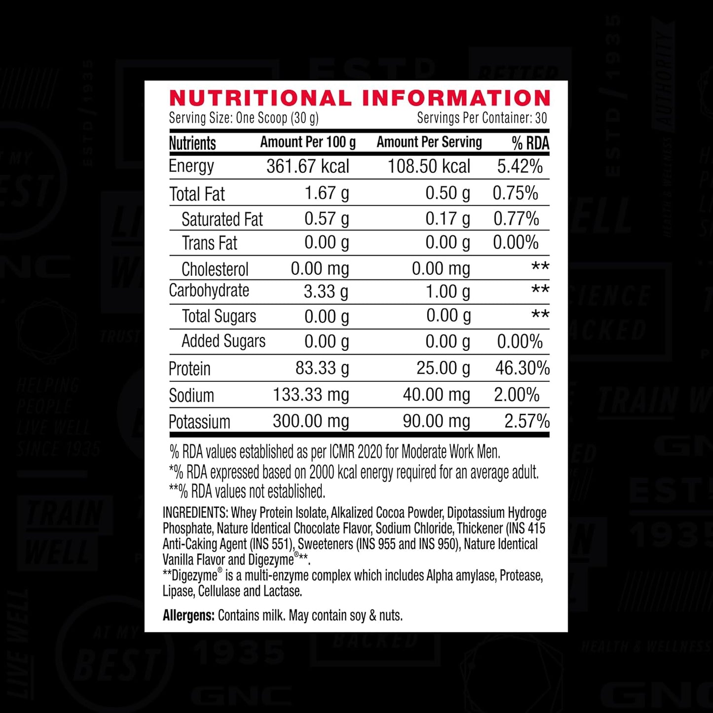 Zephivo GNC Amp Pure Isolate Zero Carb | 2 Lbs | 30 Servings | Boosts Athletic Performance Builds Lean Muscles | Speeds Up Recovery | Digezyme For Easy Digestion | 25G Protein | 6G Bcaa | Chocolate Frosting