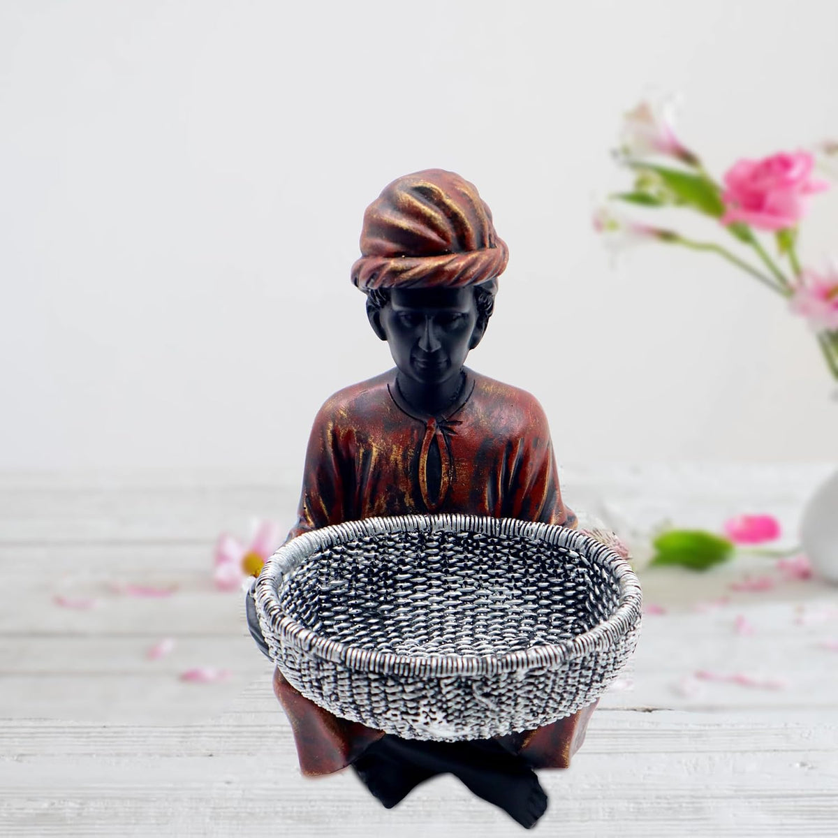Men with Basket Showpiece for Home Decor & Office Decor | Man Idol Figurine (Men with Basket)