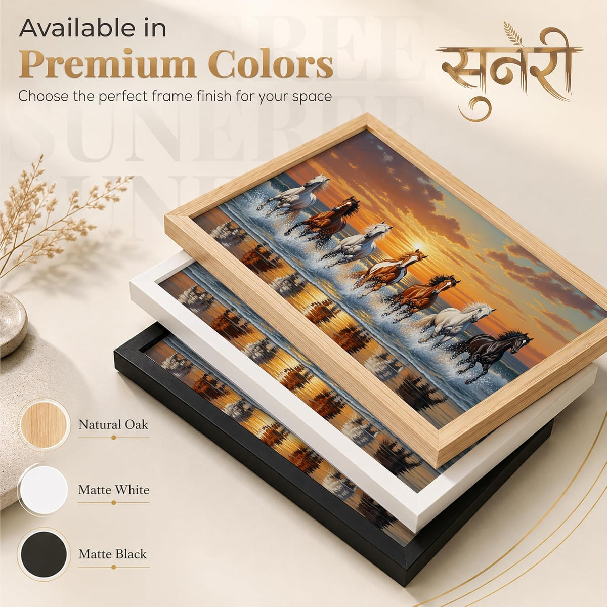 7 Horse Vastu Wall Painting (Landscape Collection) (Natural, Design 24, 48L x 33W cm)