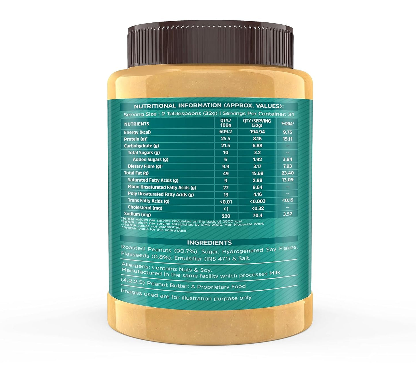 MuscleBlaze Fit Classic Peanut Butter with Omega 3 & 6 (Crunchy, 1kg) | 25.5g Protein | Fibre Rich, No Trans Fat
