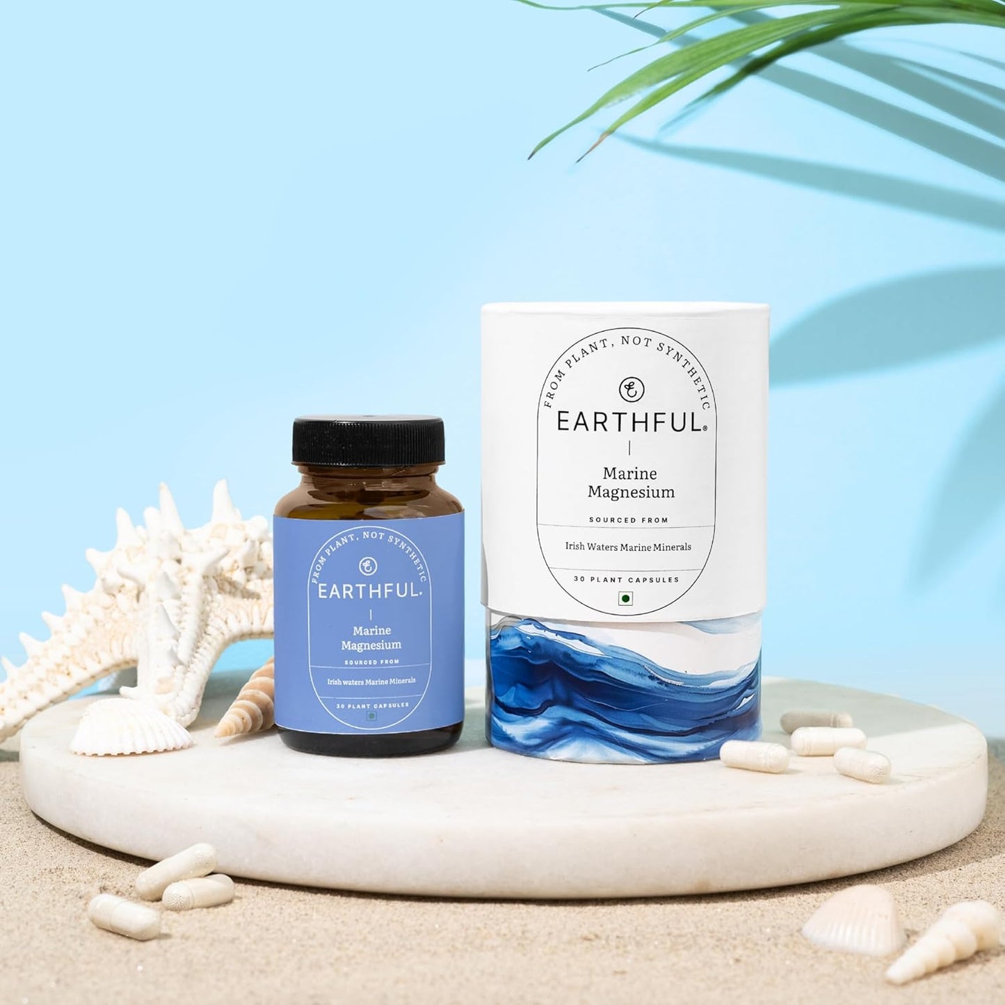 Zephivo Earthful Marine Magnesium | Sourced from Ireland Sea Waters | For Restful Sleep, Stress Relief, Muscle Relaxation | 30 Capsules (30 Days Pack)