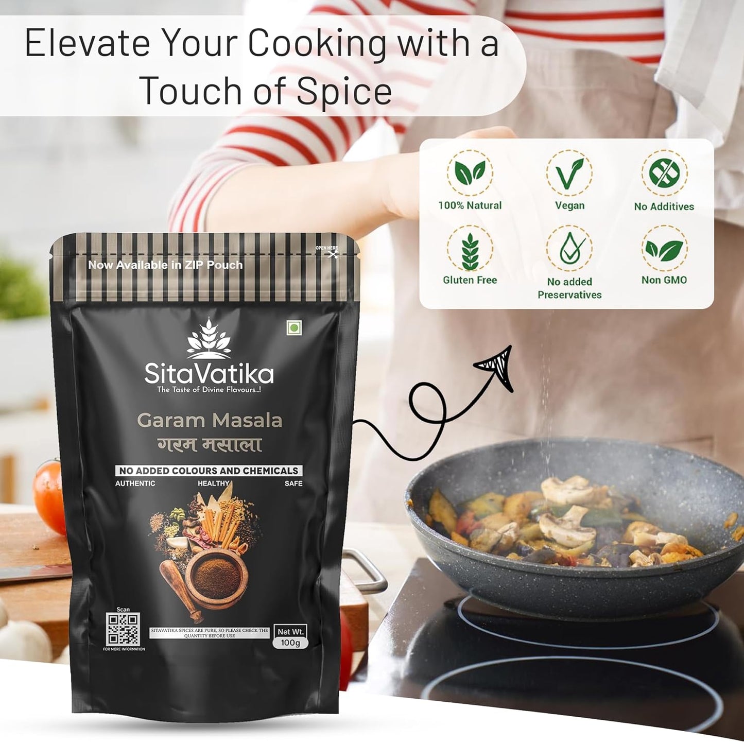 Sitavatika 100% Natural Garam Masala Powder 100gm No Added Colours and Chemicals with Aromatic Blend of Whole Spices for Cooking
