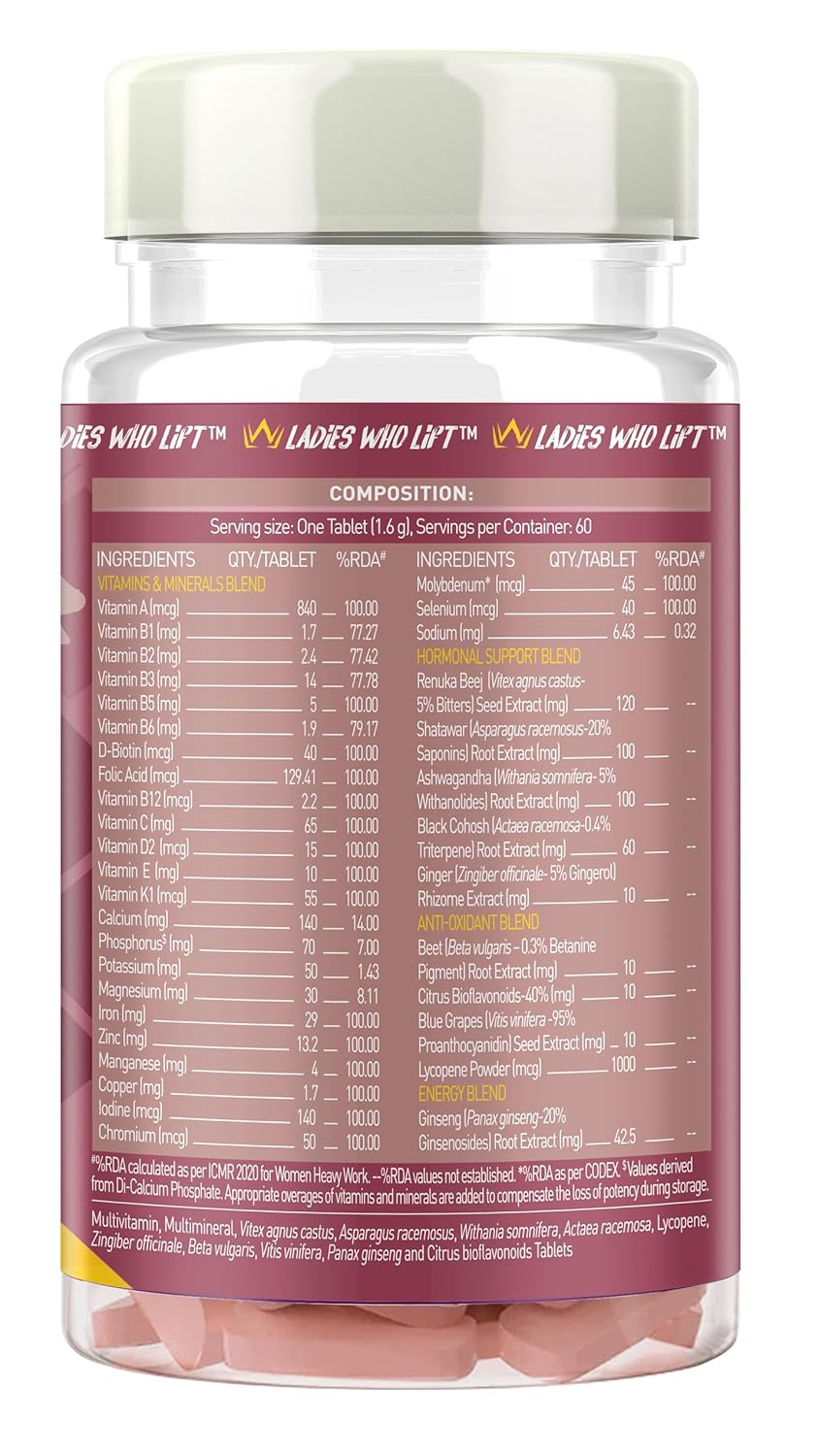 MuscleBlaze StrongHer Women Multivitamin (60 Tablets) | Multivitamin for Women | For Energy & Stamina
