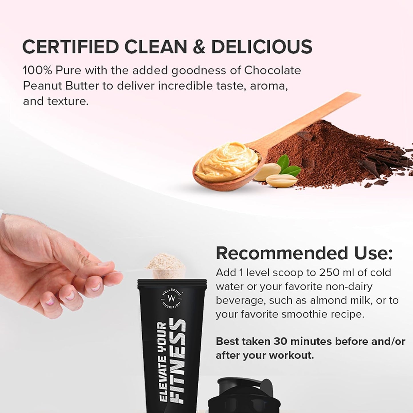 Wellbeing Nutrition Organic Vegan Plant Protein Powder for Women | 4g BCAA & 18g Pea Protein & Brown Rice Protein Isolate for Energy, Growth & Hormonal Balance | Chocolate Peanut Butter - 500gms