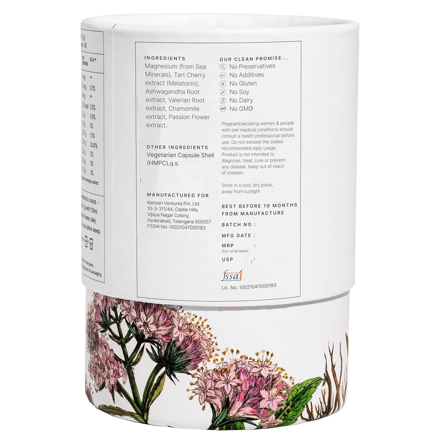 Zephivo Earthful Melatonin Supplement 8mg For Deep Sleep | With Ashwagandha, Valerian Root & Chamomile Extract |100% Plant-Based, Non-Addictive Formula for Men, Women - 30 Capsules