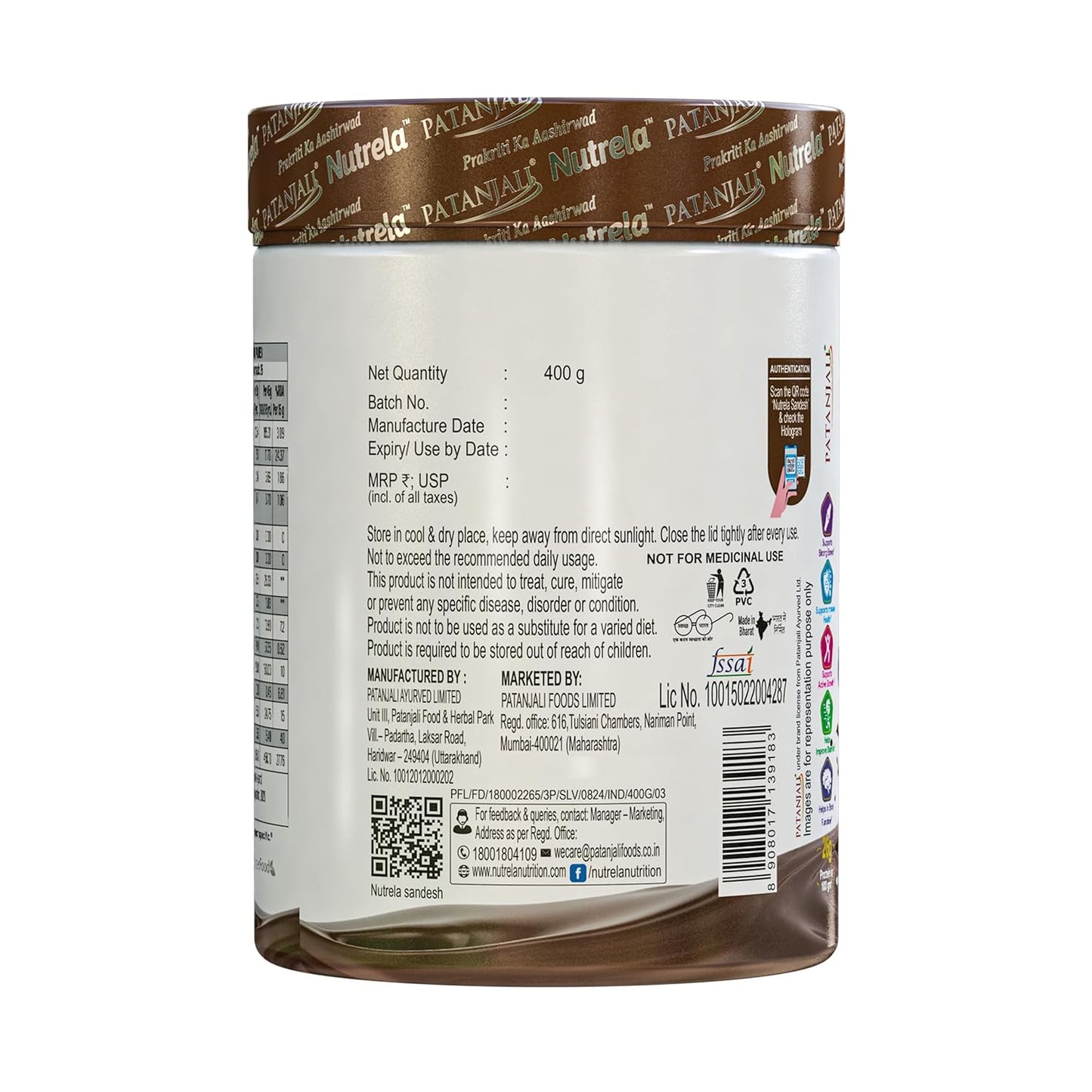 Nutrela Kids Protein Powder - 400g, Chocolate Flavour | Helps in Memory and Brain Development | Improve Muscle Mass, Bone and Teeth Strength