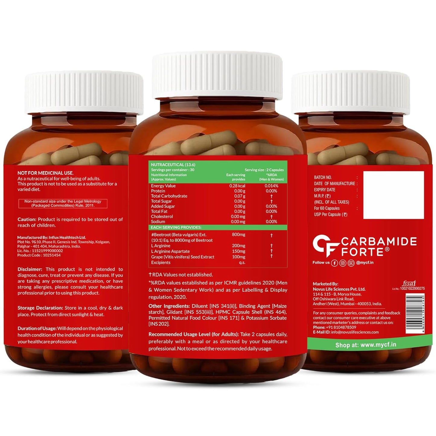 Three bottles of Carbamide Forte with visible labels on a white background
