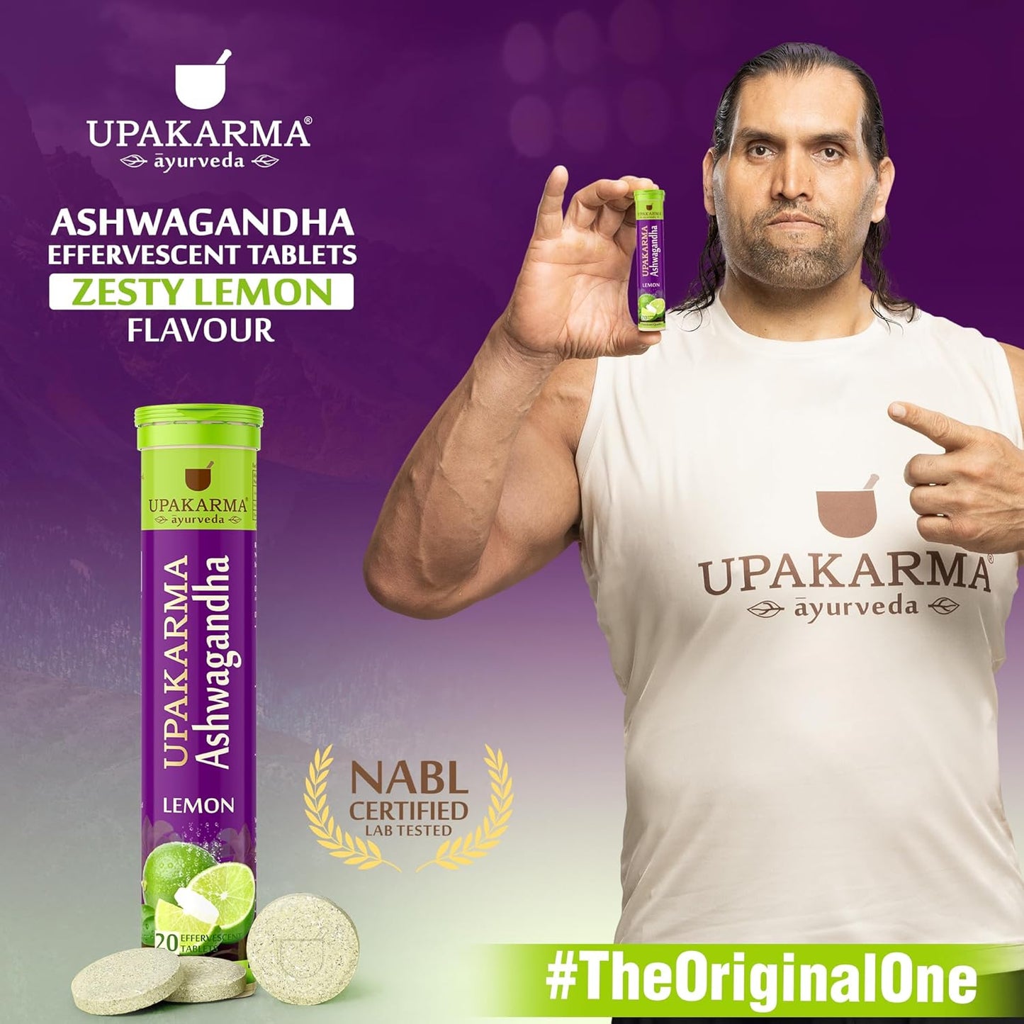 UPAKARMA Ashwagandha Lemon Flavour Effervescent Tablets | Helps Relieve Stress, Mood Lifter, Immunity Booster | R&D Backed and Lab Tested - Pack of 1
