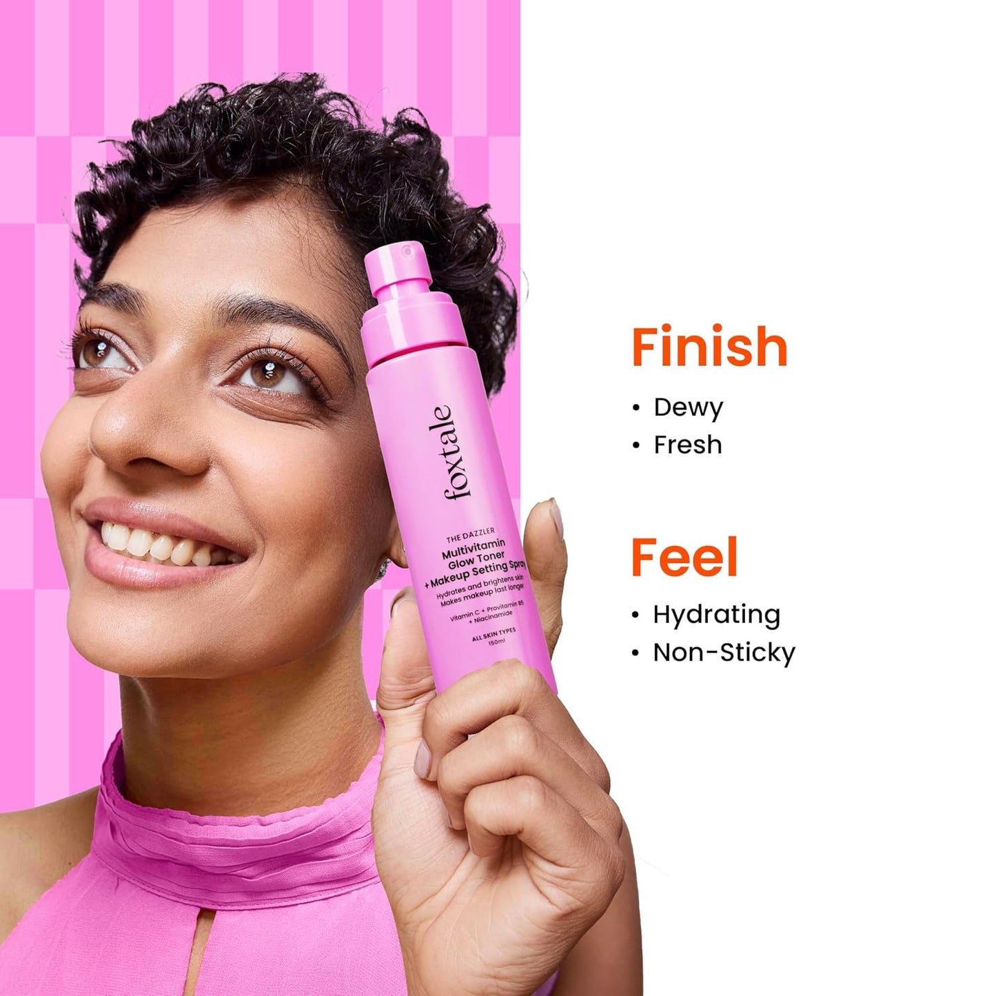 Foxtale Multivitamin Glow Toner & Makeup Setting Spray with Vitamin C & Niacinamide, Hydrating Toner for Glowing Skin, Alcohol-Free, For All Skin Types, 150 ml