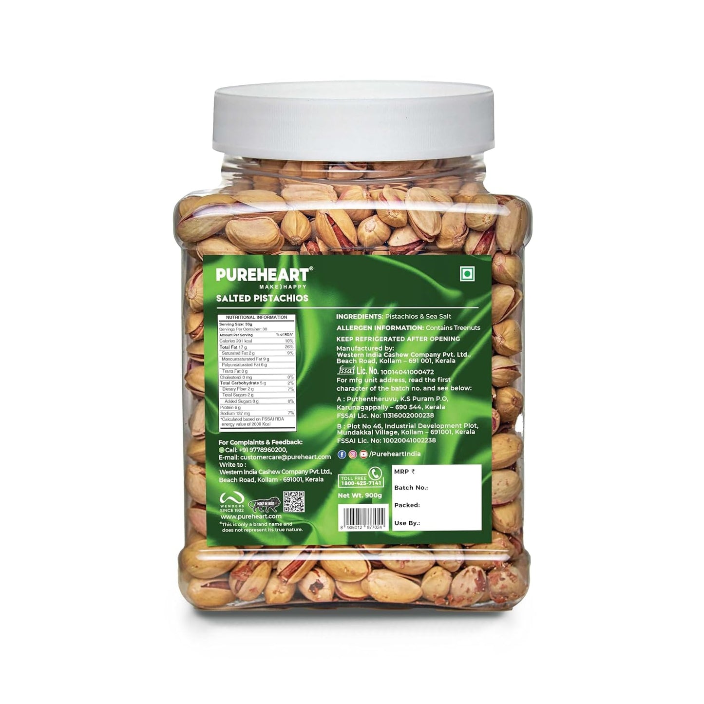 Pureheart Nutreat Salted Pistachios Natural Premium Lightly Roasted Pista/Dry Fruit - Delicious & Crunchy - Resealable Pouch