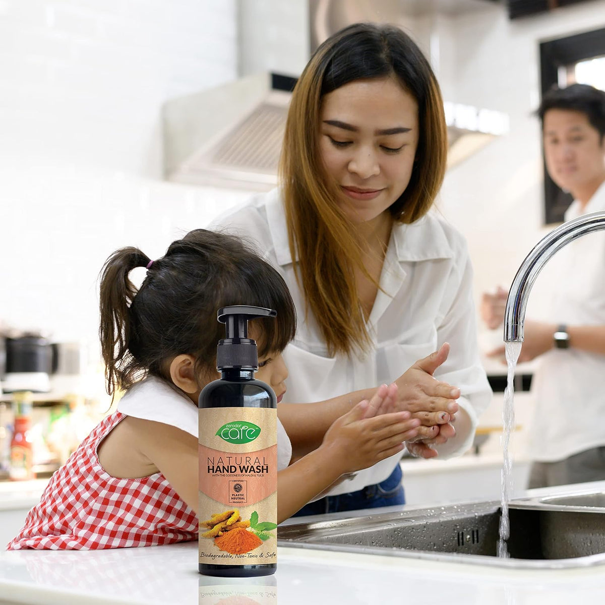 Zerodor Care Natural Hand Wash Liquid | 400ML | (Halid & Tulsi Extracts) Skin Friendly | Natural,Plant Based | Non toxic |