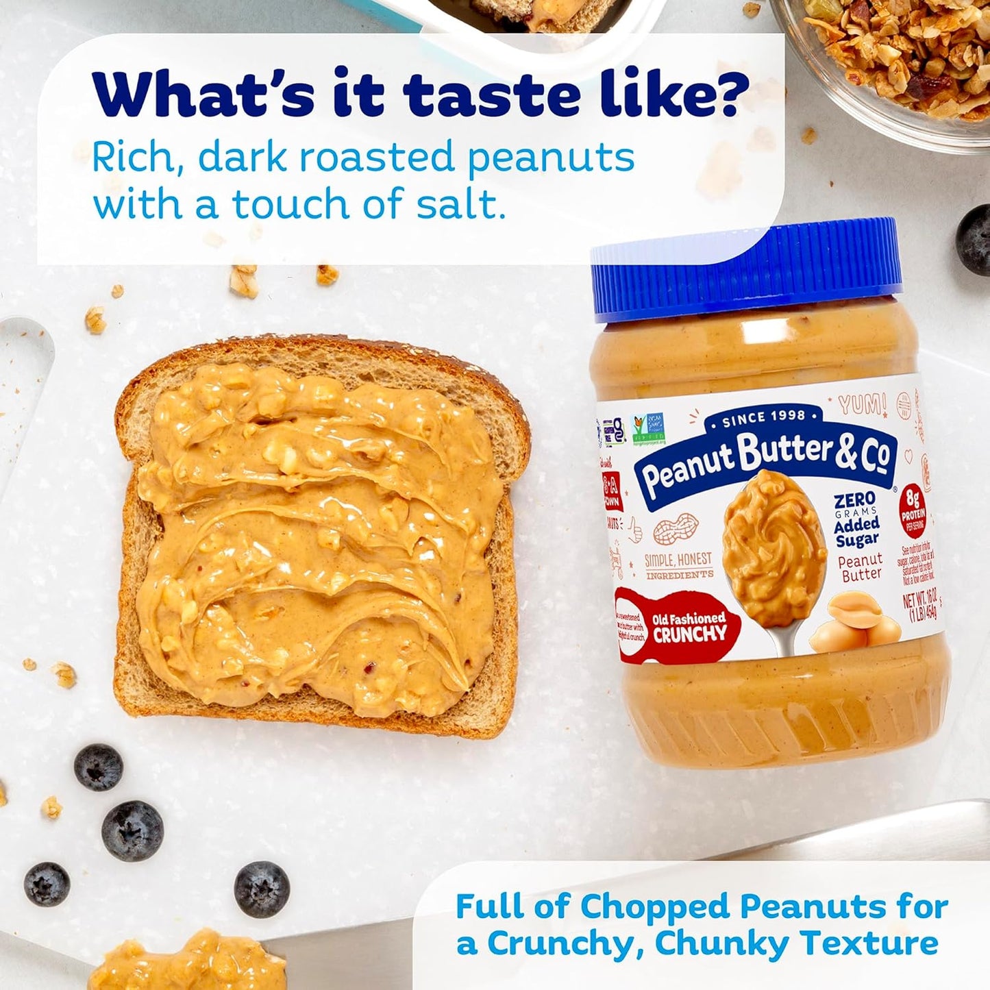 Peanut Butter & Co. Old Fashioned Peanut Butter, Non-GMO, Gluten Free, Vegan, No Sugar Added, 16 Ounce (Pack of 1)