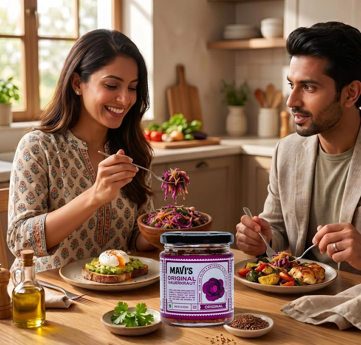 MAVI's Original Sauerkraut| Organic Cabbage & Ingredients| Gut friendly | 100% Natural & Vegan| No Preservatives | No Artificial Flavour or Colour | 200g (Pack of 1)