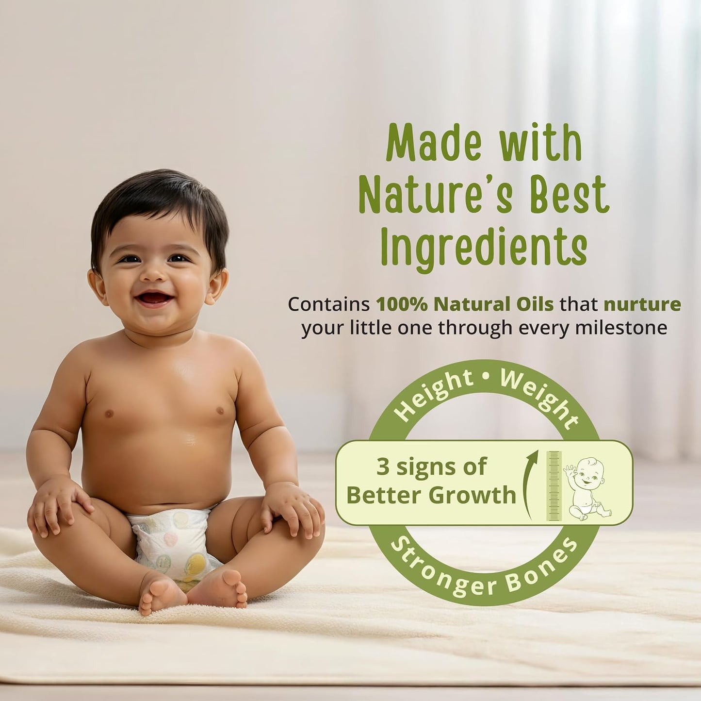 LuvLap Baby Massage Oil with Almond, Virgin Coconut Oil & Vitamin E, Deep Nourishing, Skin Repair & Relaxation, Ayurvedic Non-Sticky Oil for Soft New Born Skin, 100% Natural, Derma Safe, 100ml