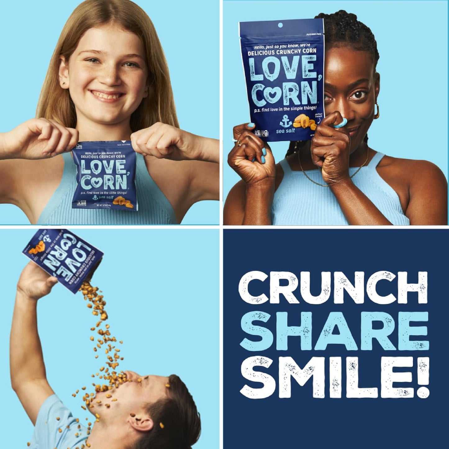 LOVE CORN Sea Salt | Delicious Crunchy Corn Natural Snack | 4 Ounce x 1 Bag | Non-GMO, Low-Sugar, Gluten-Free, Plant Based, Vegan, Low Sugar