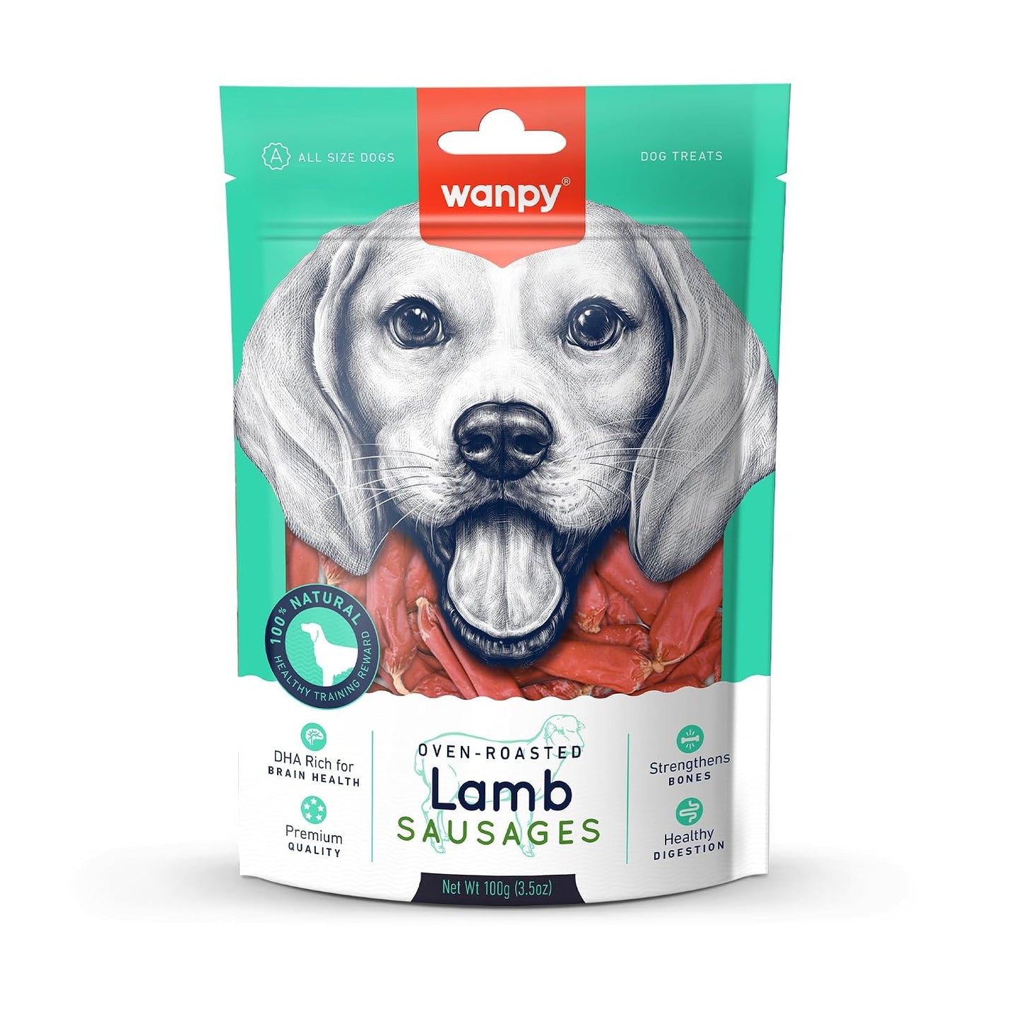 Wanpy 100% Natural Dog Treat | Lamb Sausages 100Gm (Pack of 1) by DogsNCats