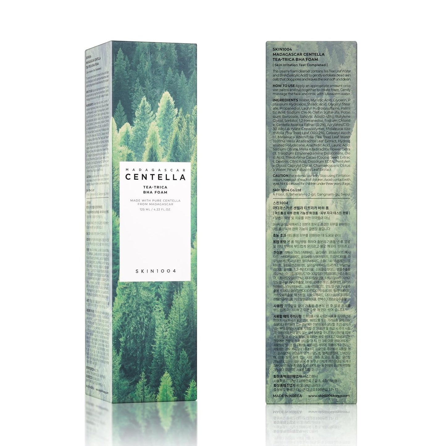 SKIN1004 Madagascar Centella Tea‑Trica BHA Foam Cleanser | Gentle Exfoliating Face Wash, 125 ml