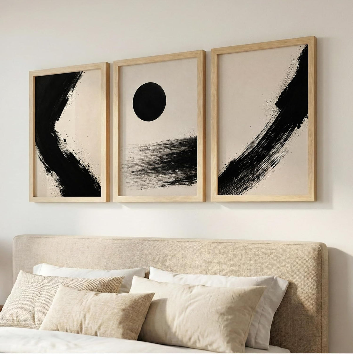 Wooden Frame Abstract Wall Art Set of 3, 10x13 Inches, for Living Room, Bedroom, Office, and Home Decoration