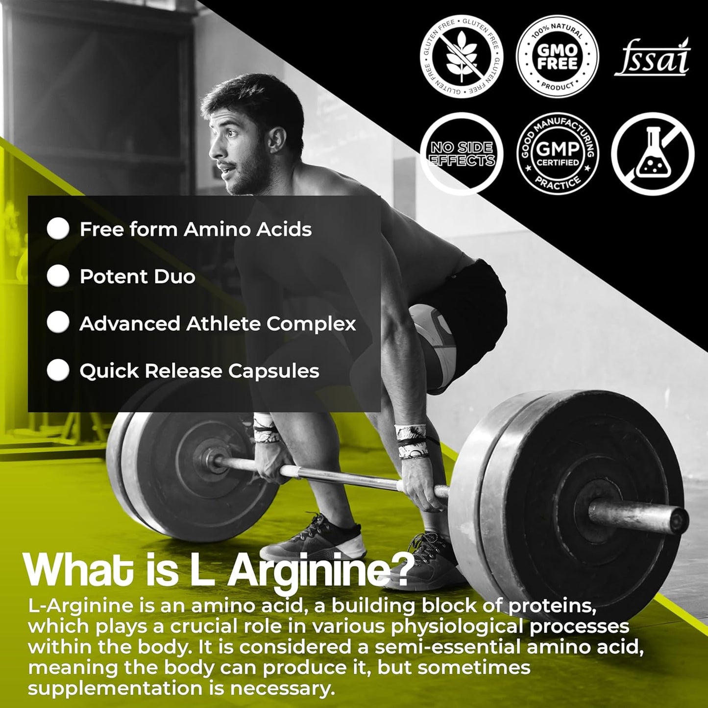 Zephivo HEALTH VEDA ORGANICS PRIVATE LIMITED L-Arginine 1000 mg with Chromium Picolinate | 60 Veg Capsules | Good for Muscle Growth, Stamina, Recovery, Immune Booster & Energy | For Both Men & Women