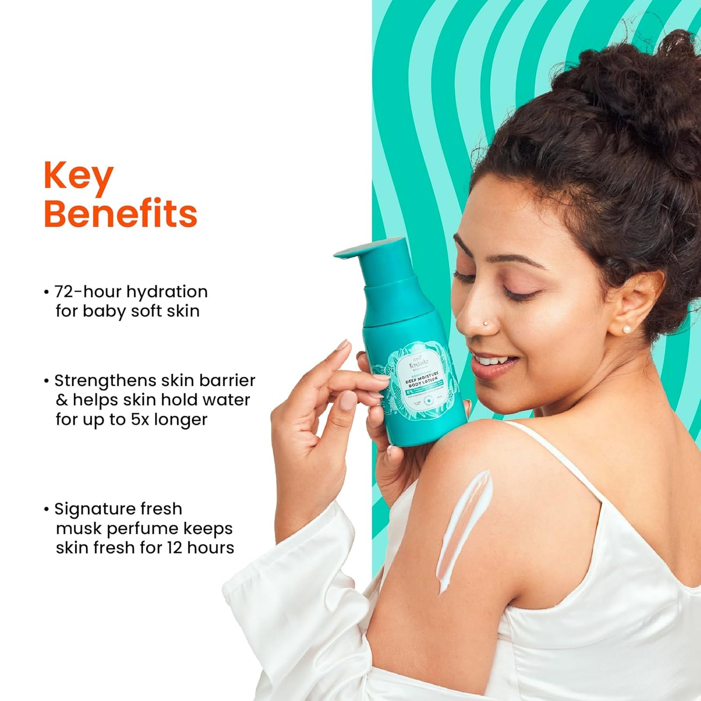 Foxtale Hydrating Body Lotion with Hyaluronic Acid & Ceramides | 72-hour Hydration | Lightweight & Non-Sticky | Long Lasting Musk Fragrance | Body Lotion for Men & Women | All Skin Type | 200 ml