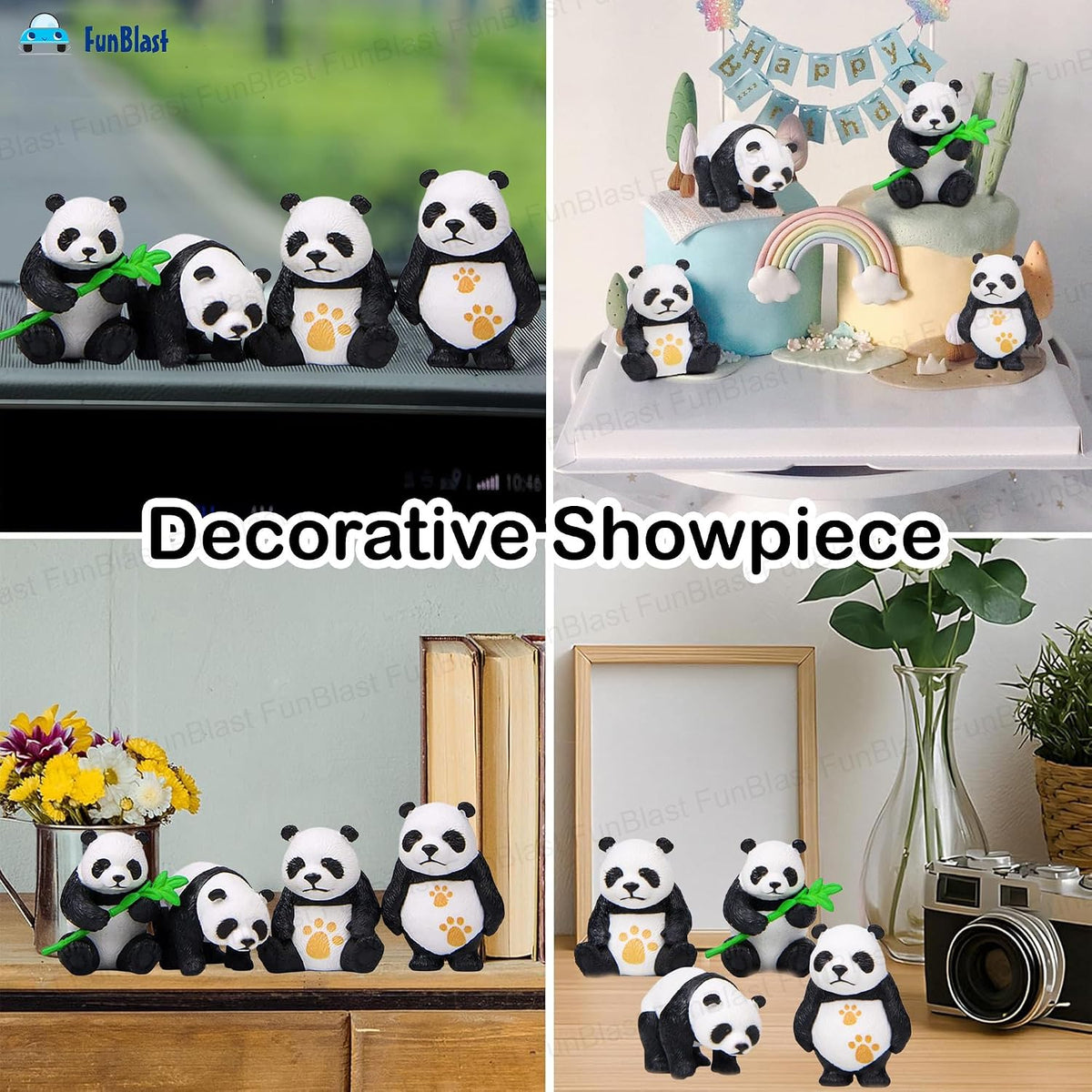 Panda Miniature Figurines - Decorative Showpiece, Gift for Him/Her, Diwali Deepwali New Year Home Decor, Bedroom, Living Room, Office, Table, Car Dashboard (Style-D)