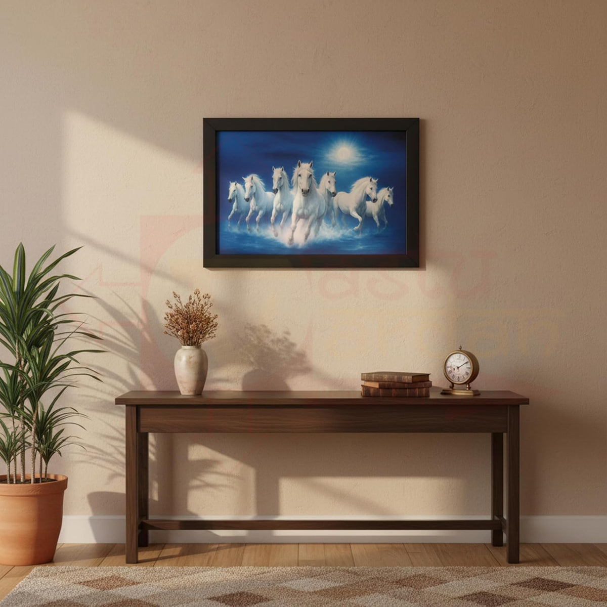 Sea Horse Scenery Painting with Frame | Natural Paintings for Living Room | Size 33 x 23 cm | Wall Scenery for Bedroom, Office, Home Decor |