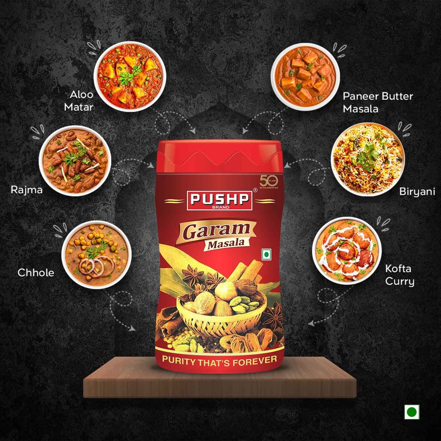 Pushp Brand Garam Masala Jar (500gm)