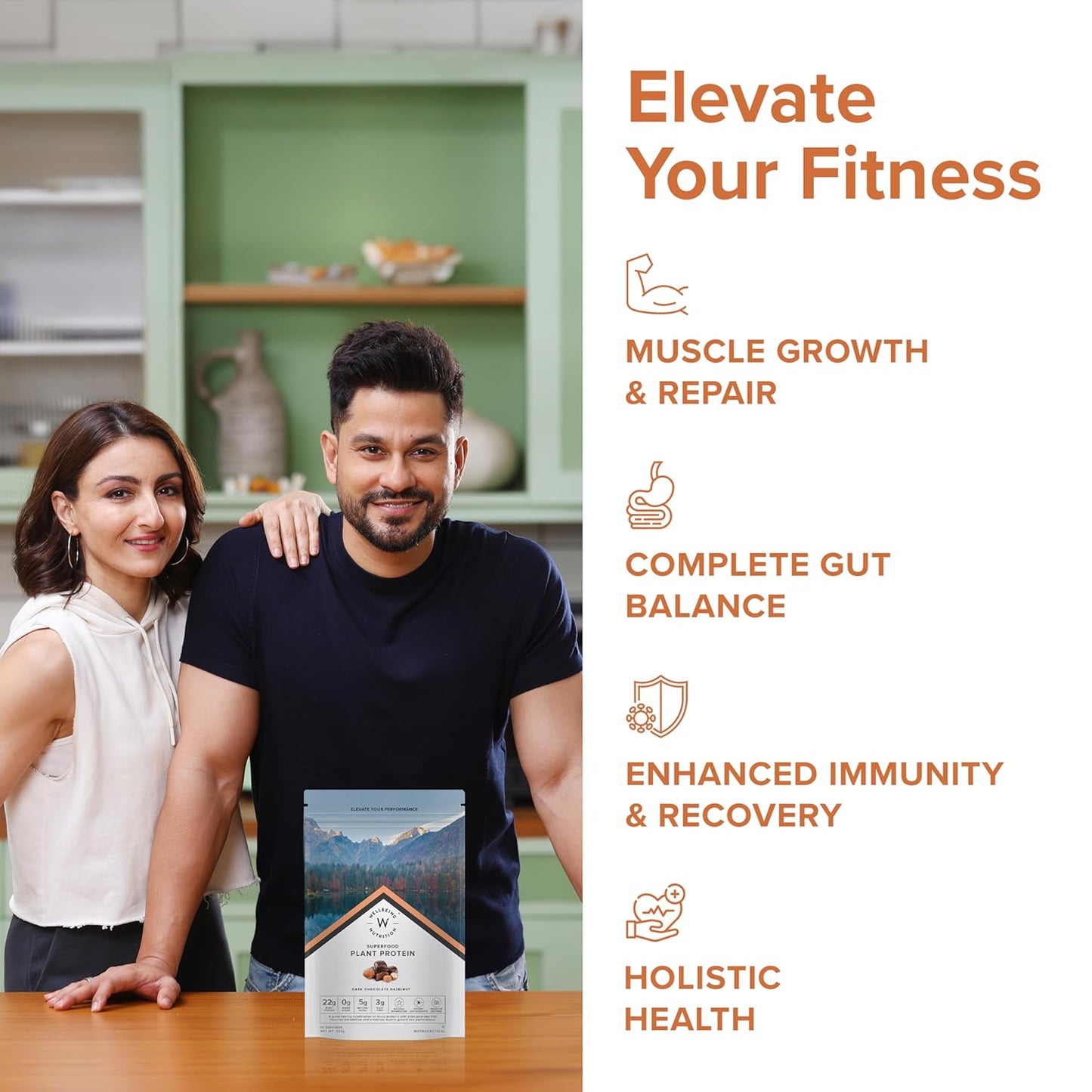 Zephivo Wellbeing Nutrition Organic Vegan Plant Protein Isolate Powder | 22g Protein, 5g BCAA European Pea & Brown Rice Protein | Superfoods, Fiber for Muscle Growth & Recovery | Dark Chocolate - 500gm