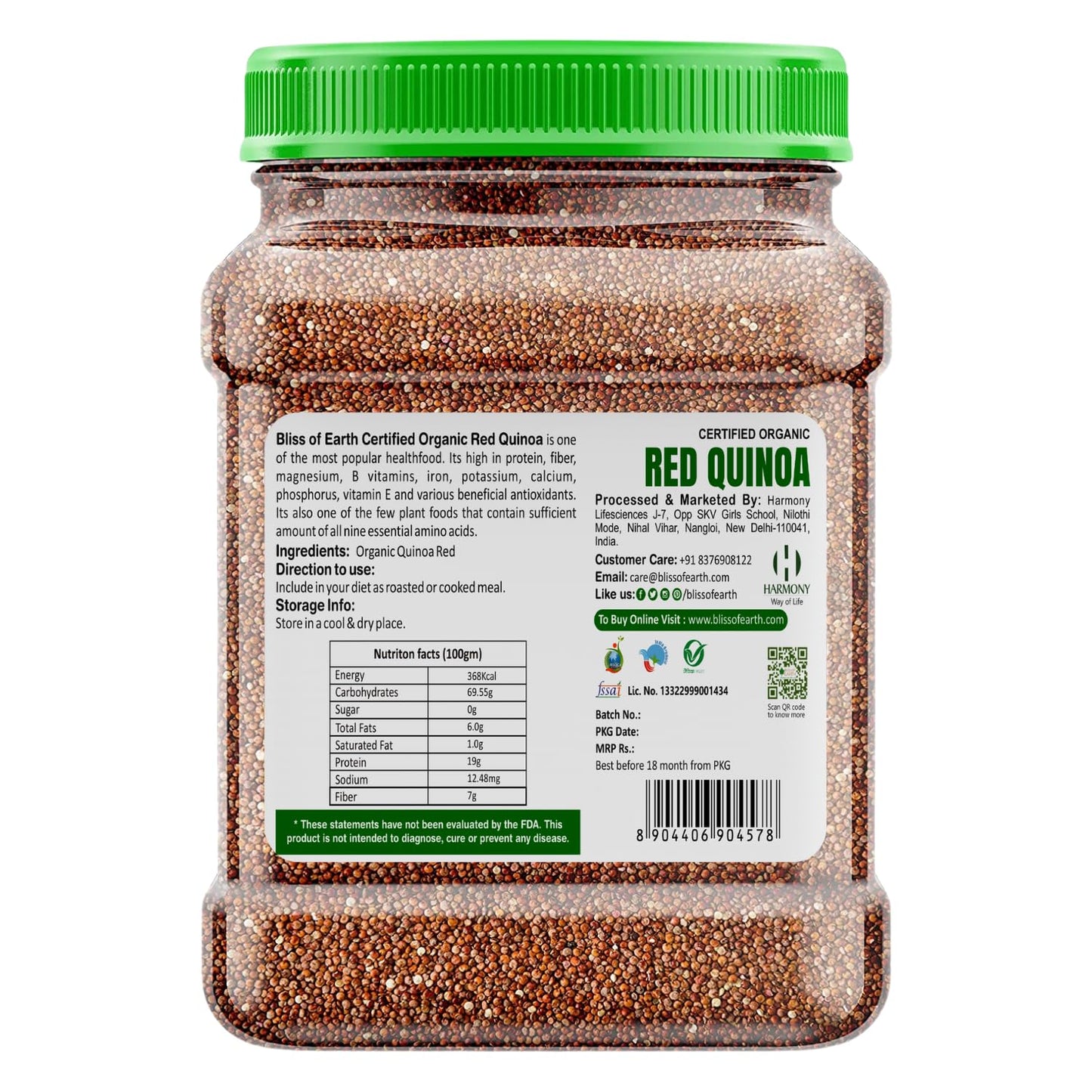 Bliss of Earth Organic Red Quinoa 700gm For Weight Loss, Raw Super food
