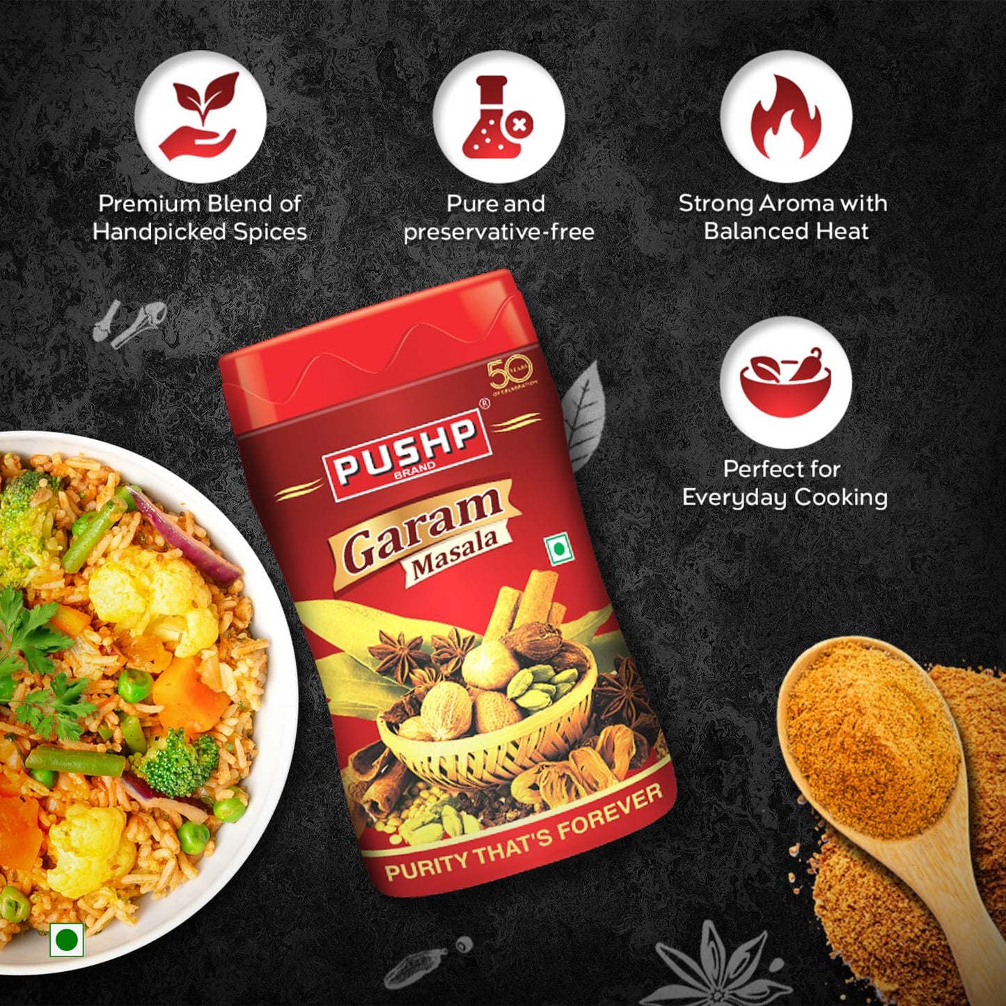 Pushp Brand Garam Masala Jar (500gm)