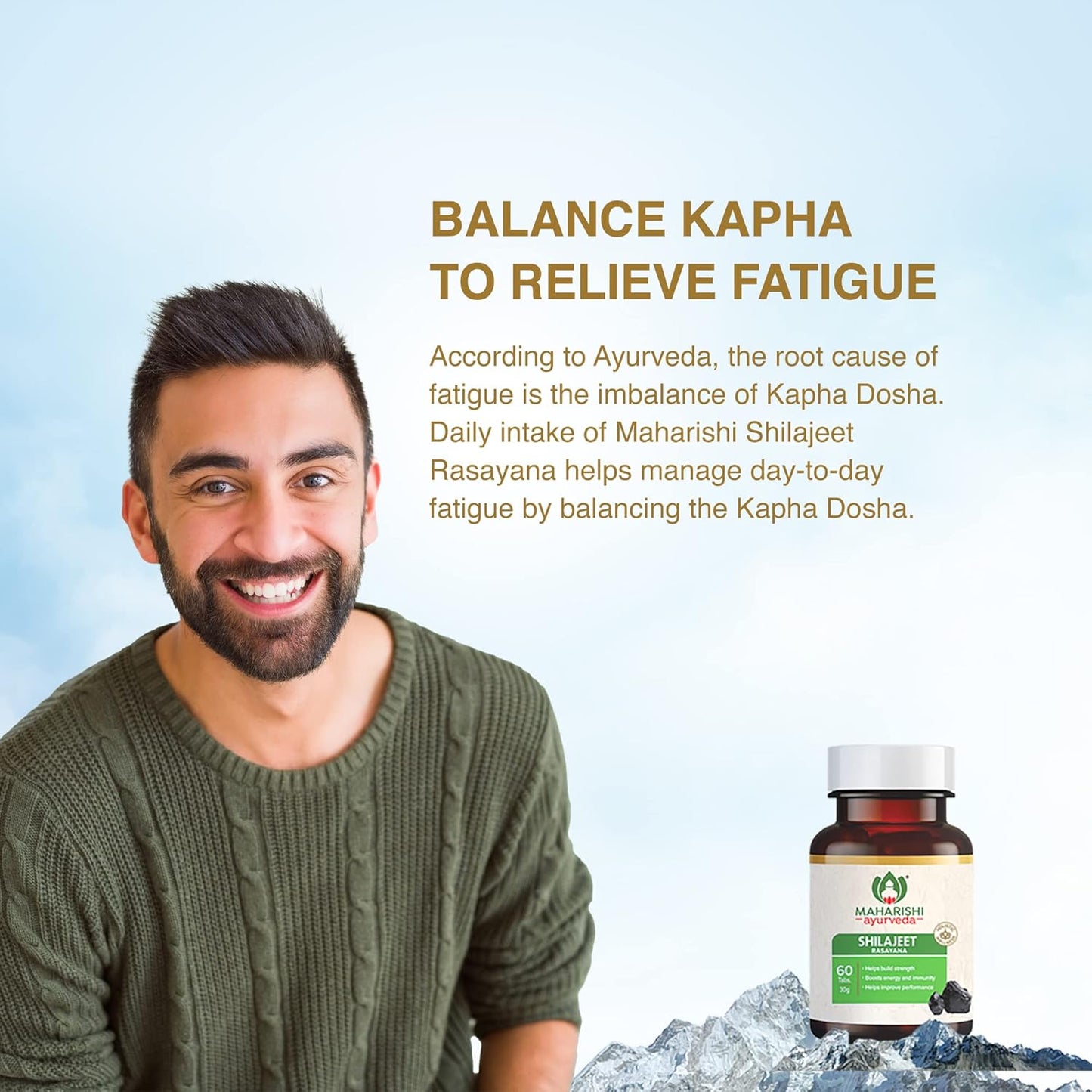 Zephivo Maharishi Ayurveda Shilajeet Rasayana 500 MG | Natural & Pure Shilajit for Strength, Stamina & Endurance | 60 Tablets