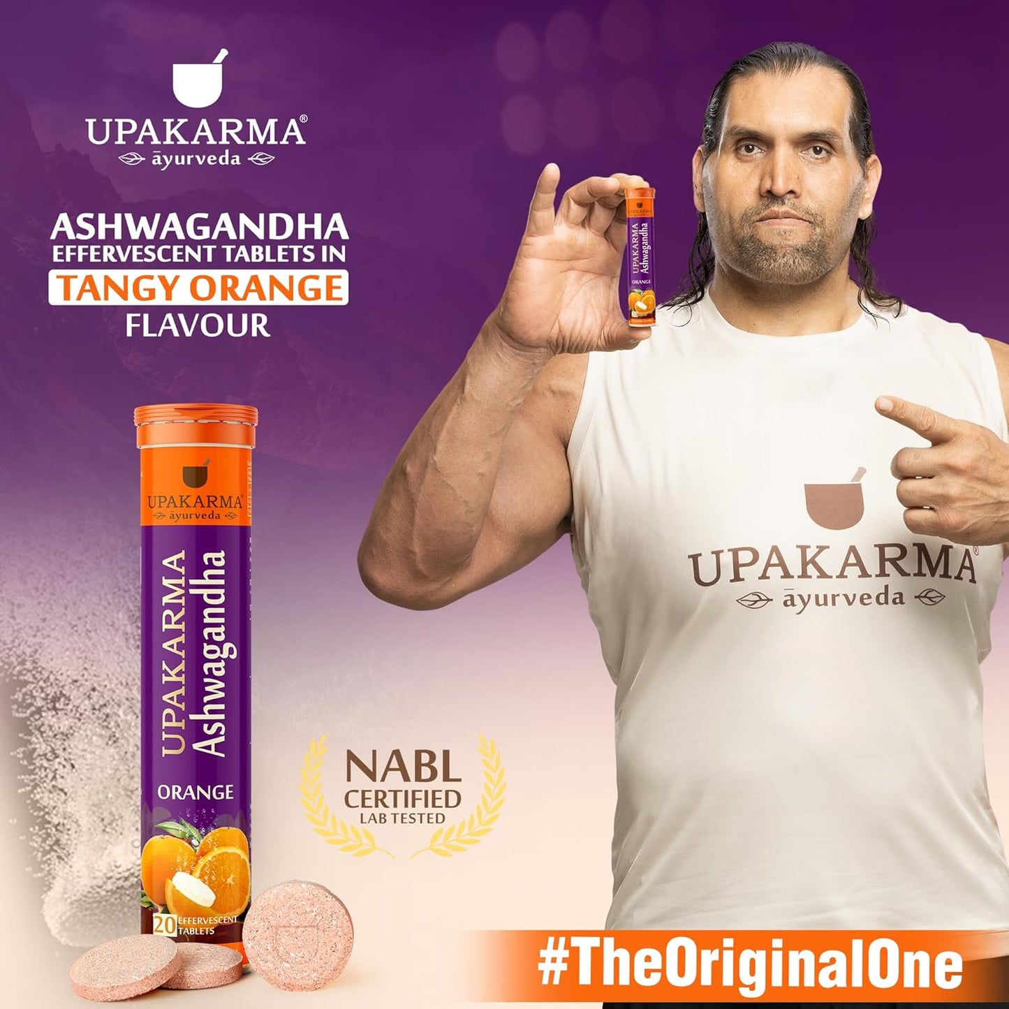 UPAKARMA Ashwagandha Orange Flavour Effervescent Tablets | Helps Relieve Stress & Anxiety, Mood Lifter, Immunity Booster | R&D Backed and Lab Tested - Pack of 1