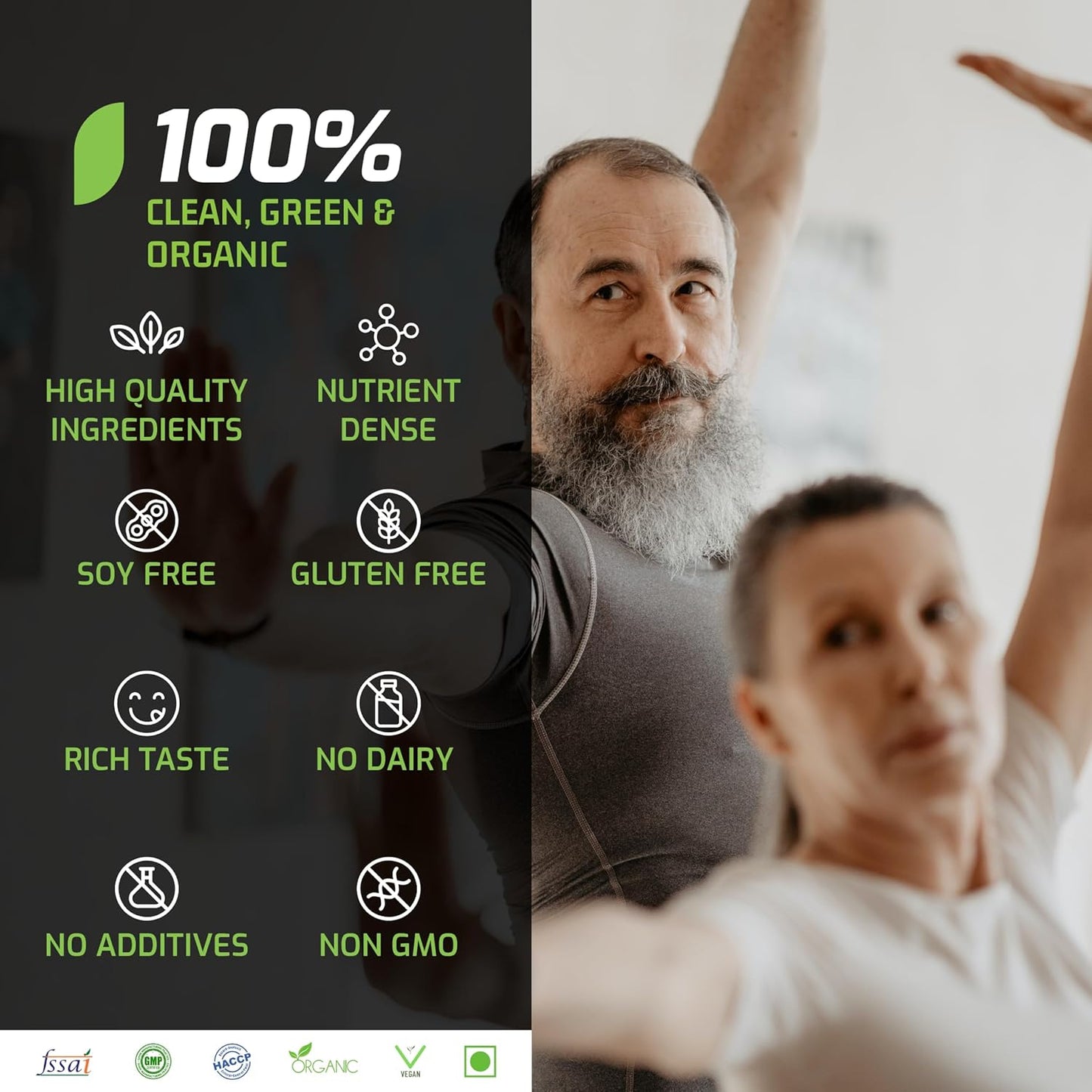 Plantigo Superior 51+ Plant Protein Powder for Seniors | Elders, Old Men & Women | No Sugar, Low Calories | Pea Protein, Oats | Heart Health & Muscle Recovery, Protein (Swiss Chocolate - 500g)