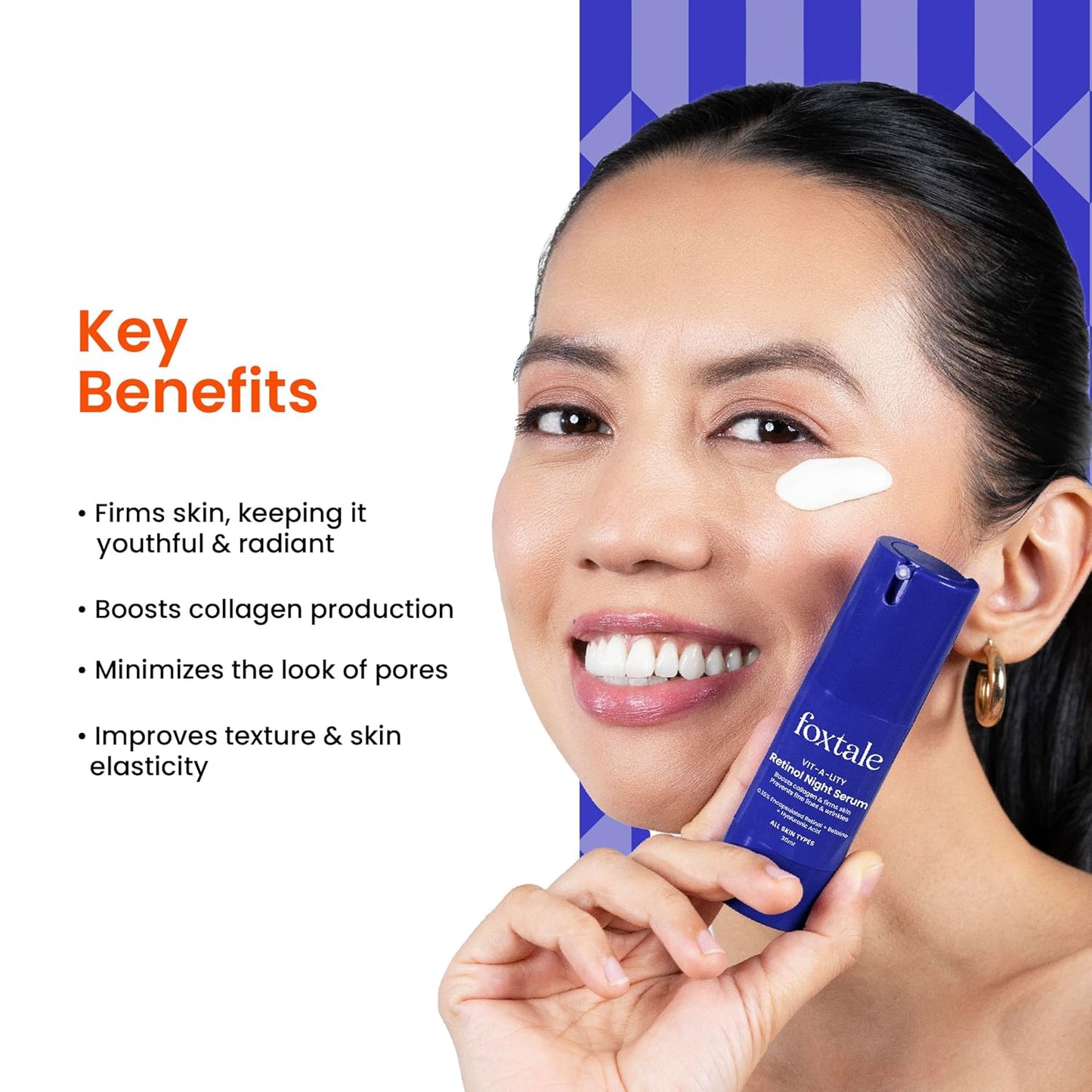 Foxtale 0.15% Beginner Friendly Retinol Night Serum | Anti-Aging Night Cream | Reduces Fine Lines and Wrinkles | No Purging | For Younger-looking Skin | Men & Women | All Skin Types - 30 ml