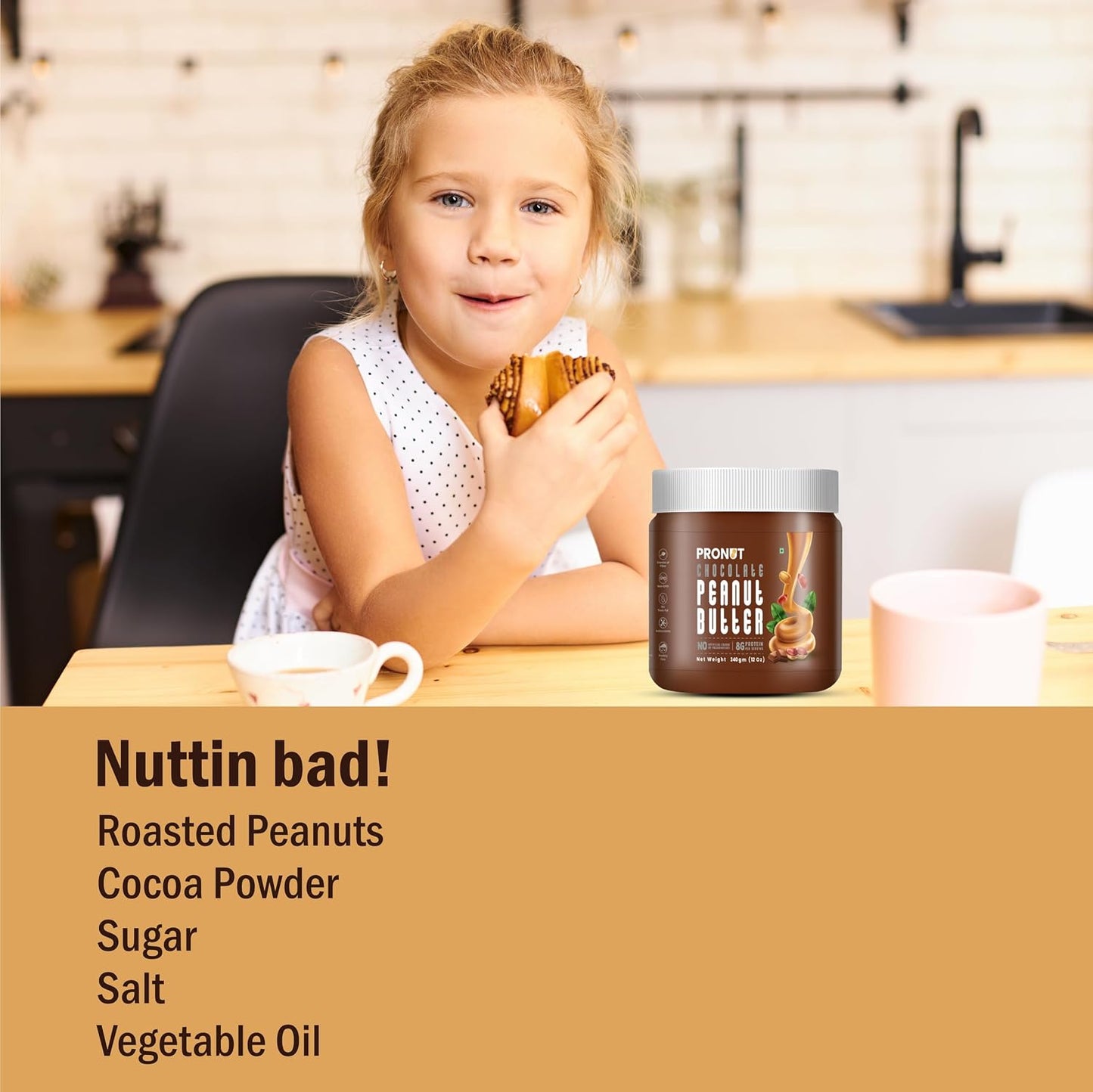 PRONUT Chocolate Peanut Butter|Pure Dark Chocolate|High Protein|Vegan|Gluten-Free
