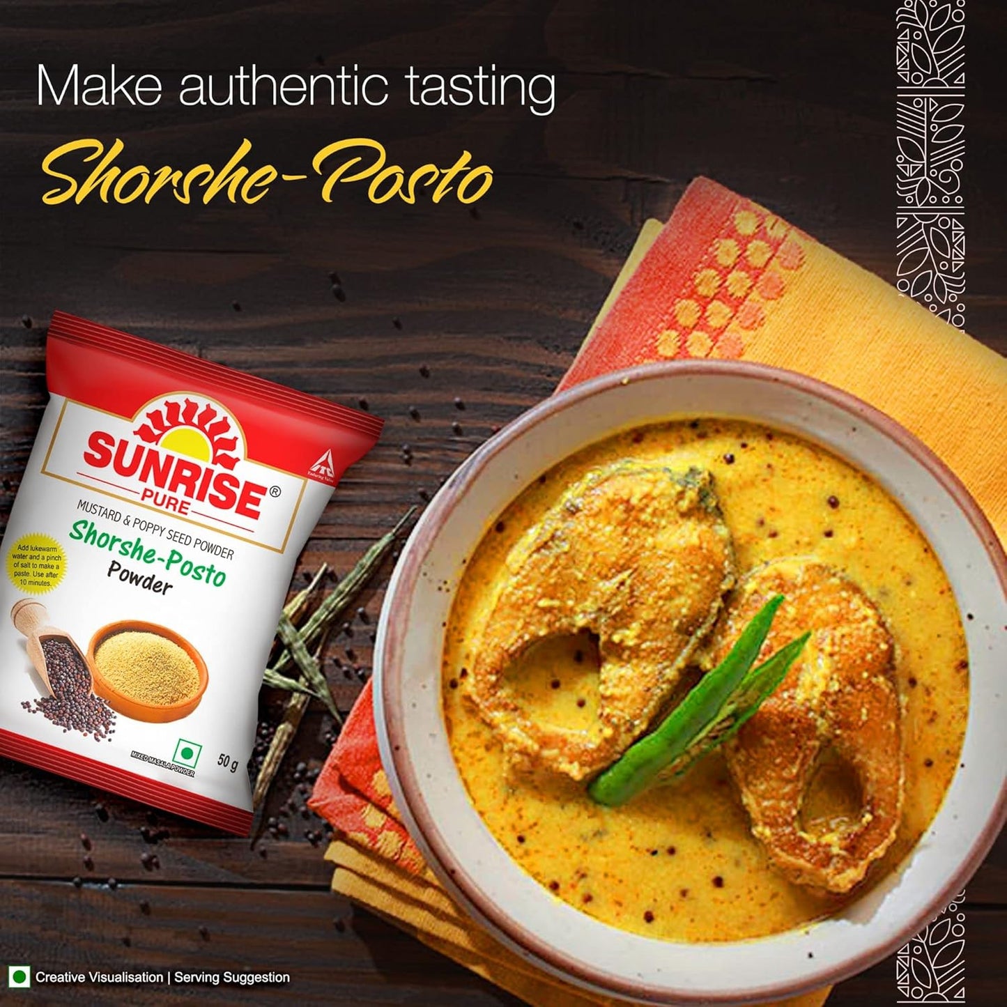 Sunrise Pure Shorshe Posto Spice Powder Pouch, 50 g