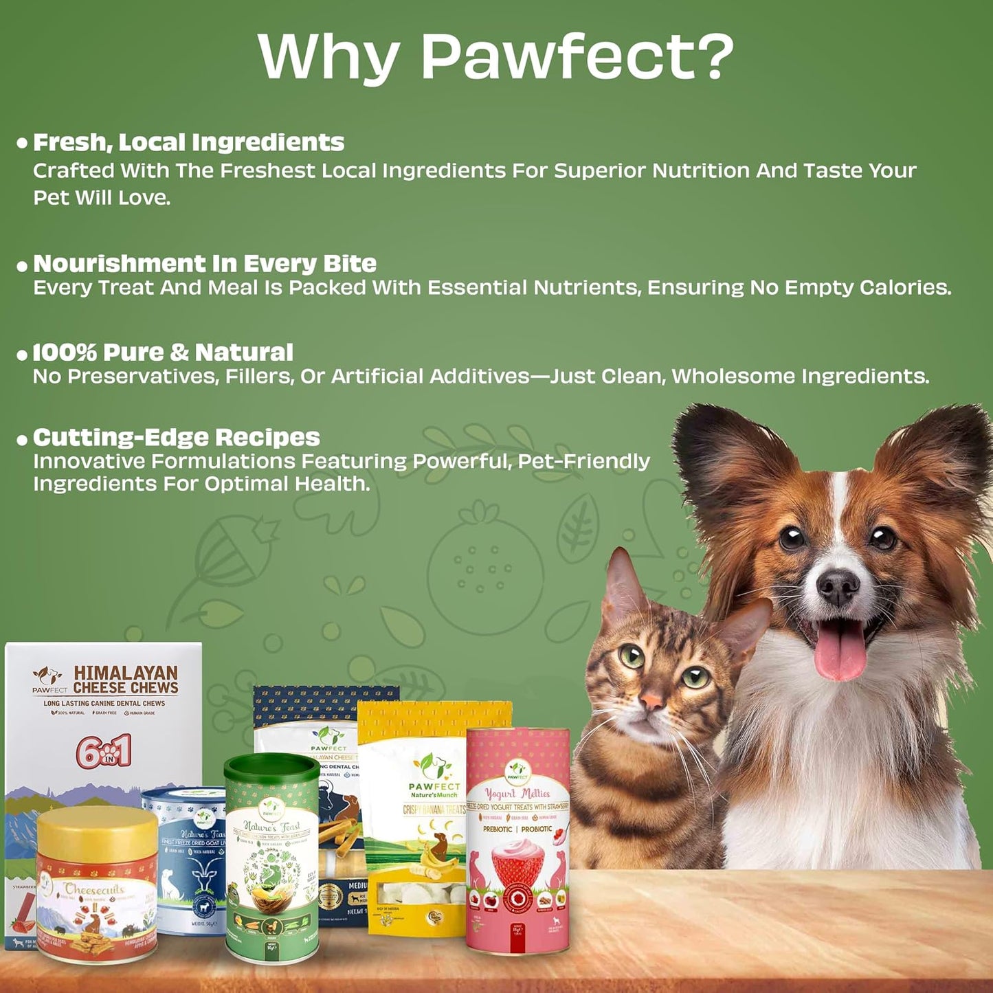 Pawfect Nature's Feast Freeze-Dried Chicken Treats with Asian Greens for Dogs - 80% Chicken, 20% Veggies & Fruits-100% Natural- Grain-Free- High Protein- Limited Ingredient Training Treat (50g/1.76oz)