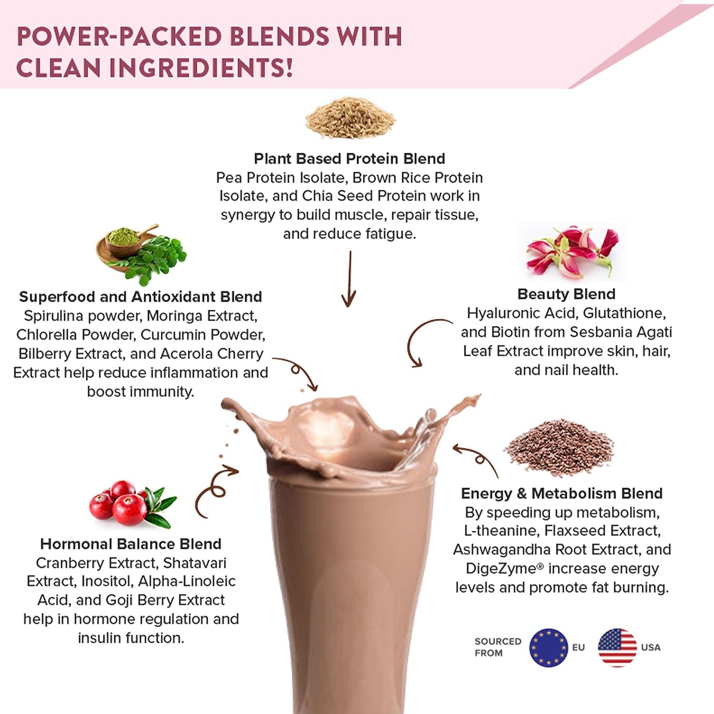 Wellbeing Nutrition Organic Vegan Plant Protein Powder for Women | 4g BCAA & 18g Pea Protein & Brown Rice Protein Isolate for Energy, Growth & Hormonal Balance | Chocolate Peanut Butter - 500gms