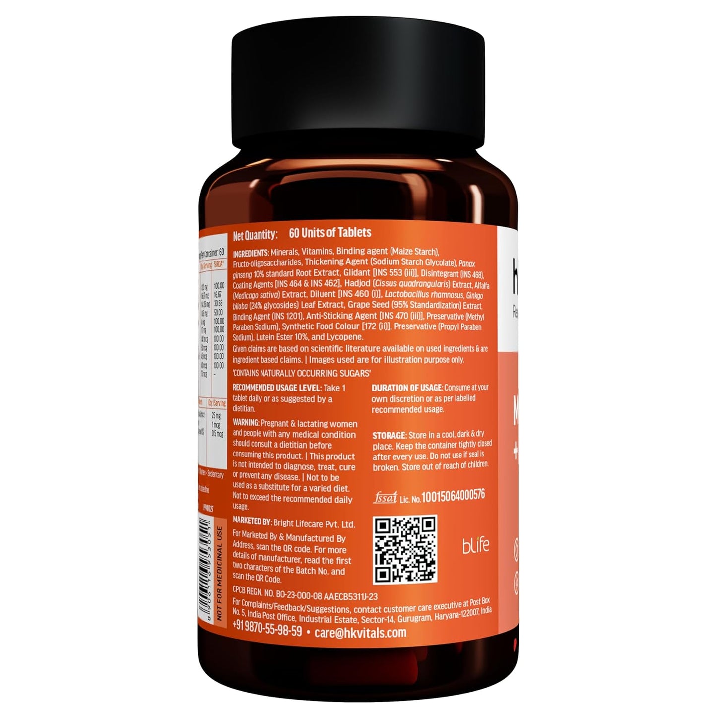 Hk vitals Multivitamin Plus Probiotics (60 Tablets) | For Men and Women | Vitamin C, Vitamin B, Vitamin D, & Zinc, Supports Immunity and Gut Health